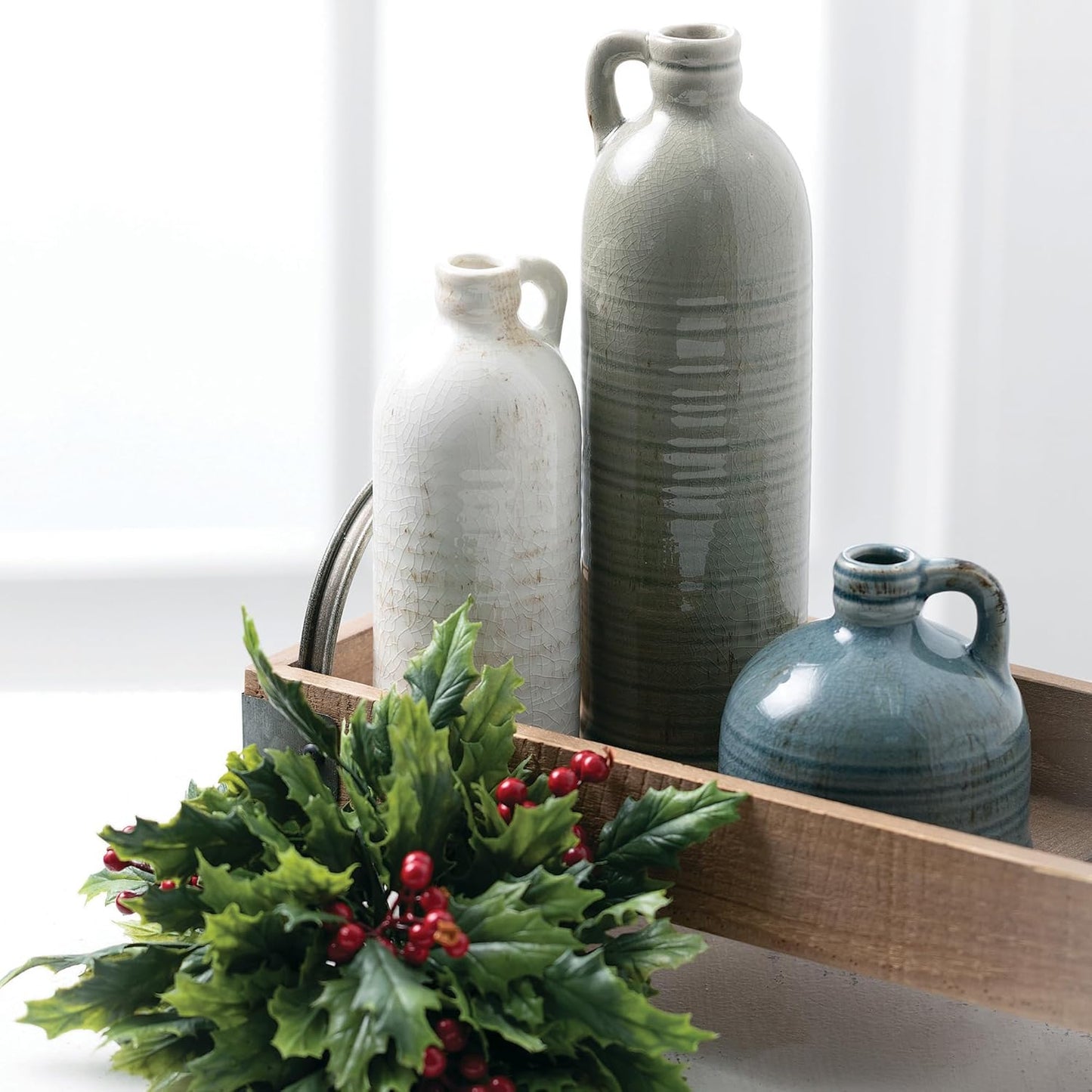 Ceramic Jug Vase Set, Farmhouse Decoration Table Centerpiece Decorations