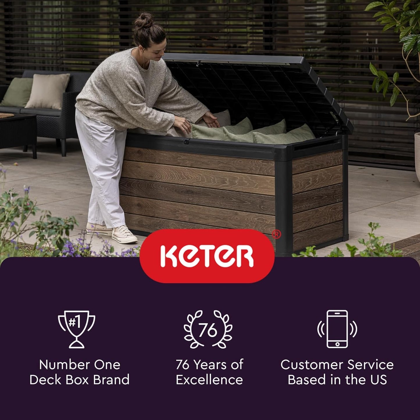 30 Gallon Resin Outdoor Storage Box and Patio Furniture