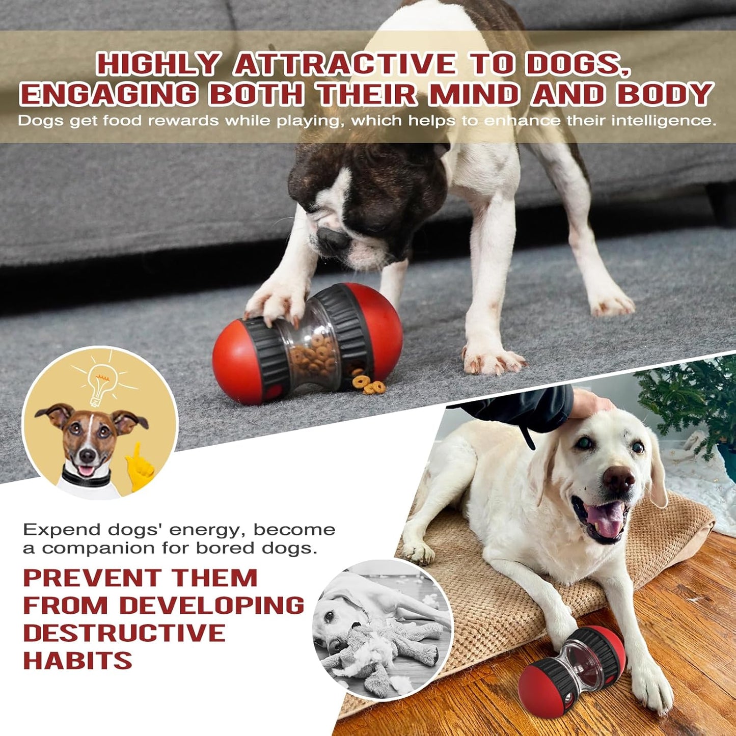 Dog Food Puzzle Toy Adjustable Treat Dispensing Food Dispenser Slow Feeder