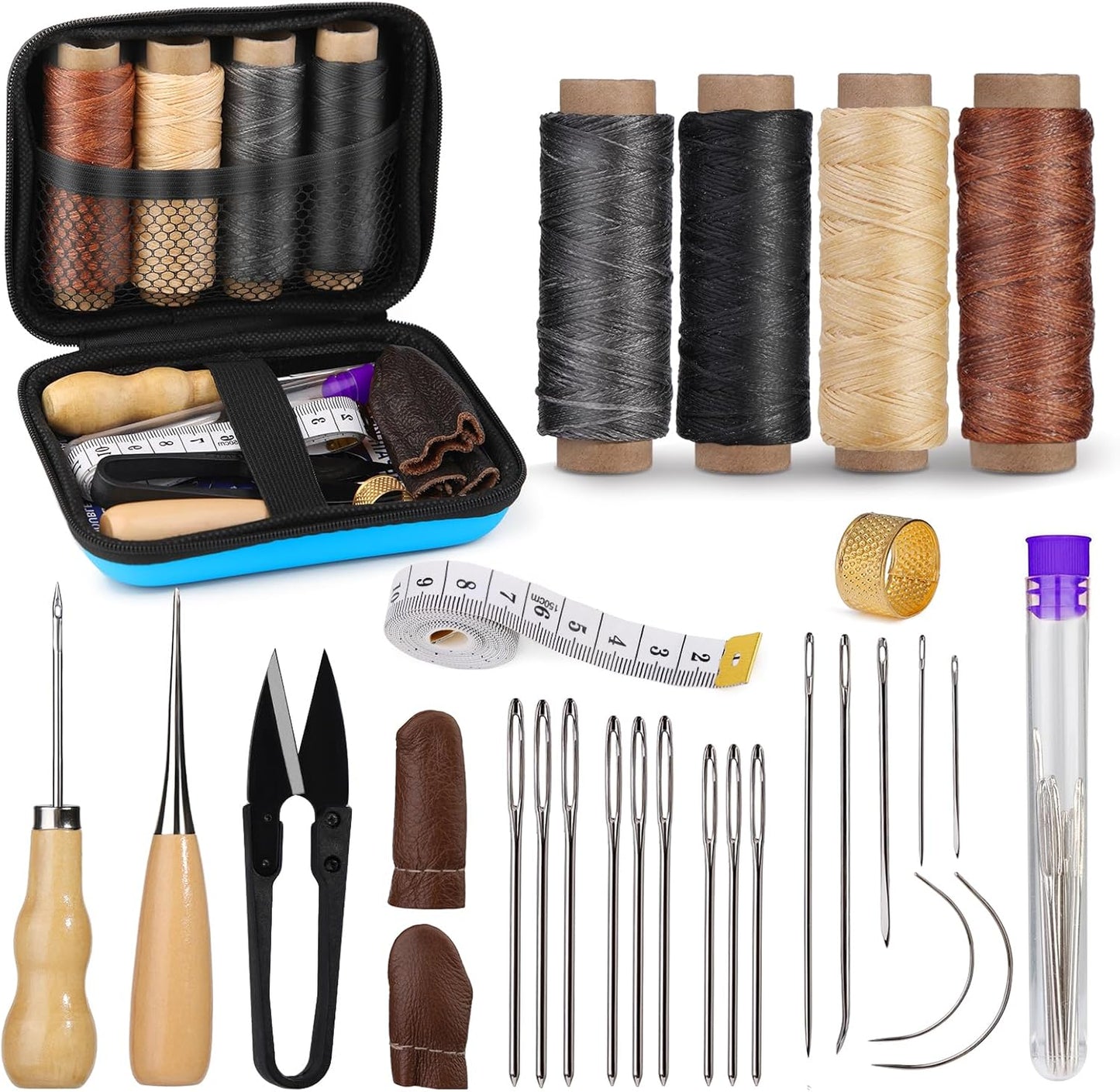 Leather Sewing Kit, Leather Stitching Kit, Leather Working Kit with Leather Needles