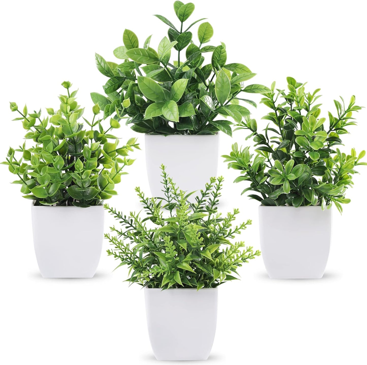 4 Pack Fake Plants Mini Artificial Greenery Potted Plants for Home Decor Indoor Office Table