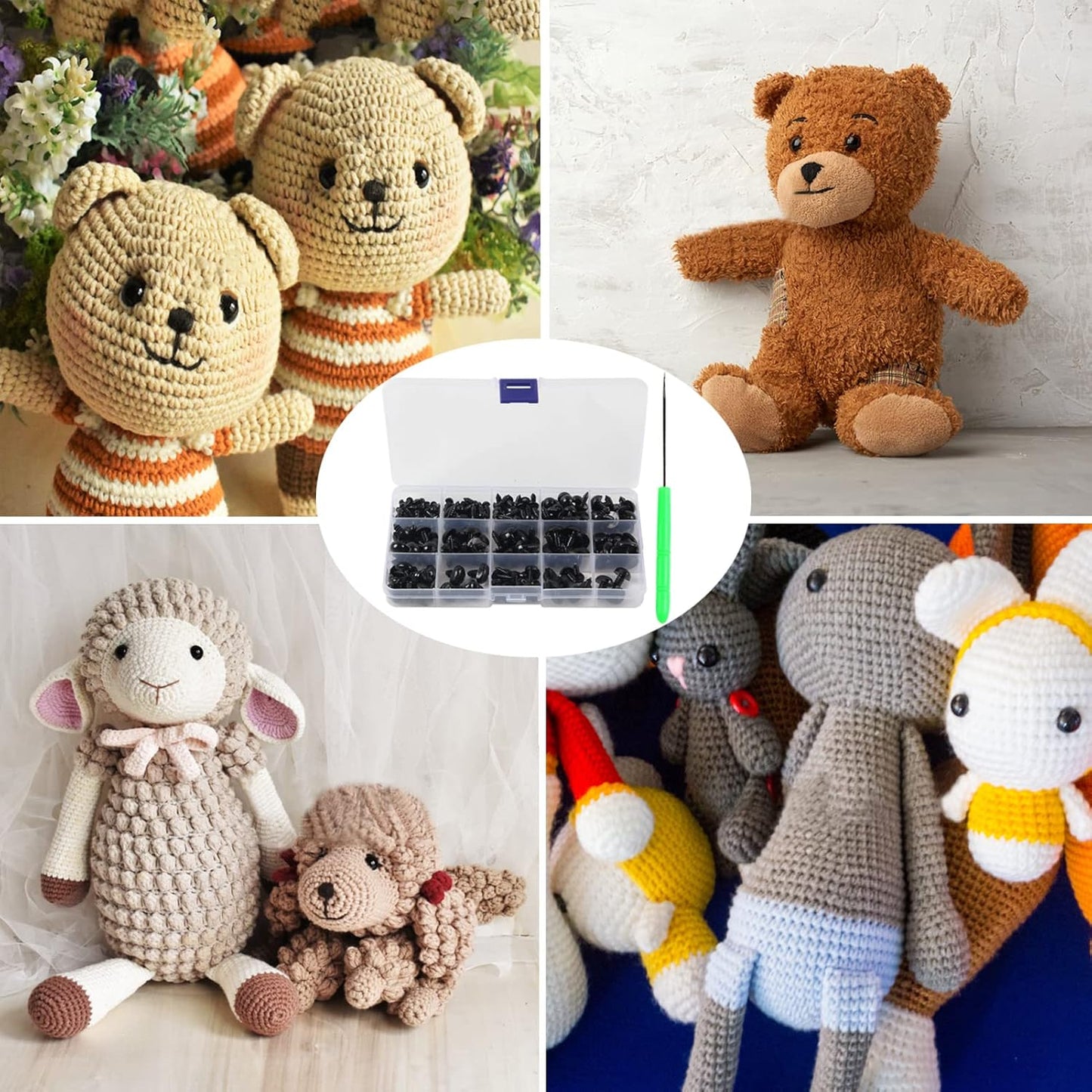 566PCS Safety Eyes and Noses for Amigurumi, Stuffed Crochet Eyes with Washers