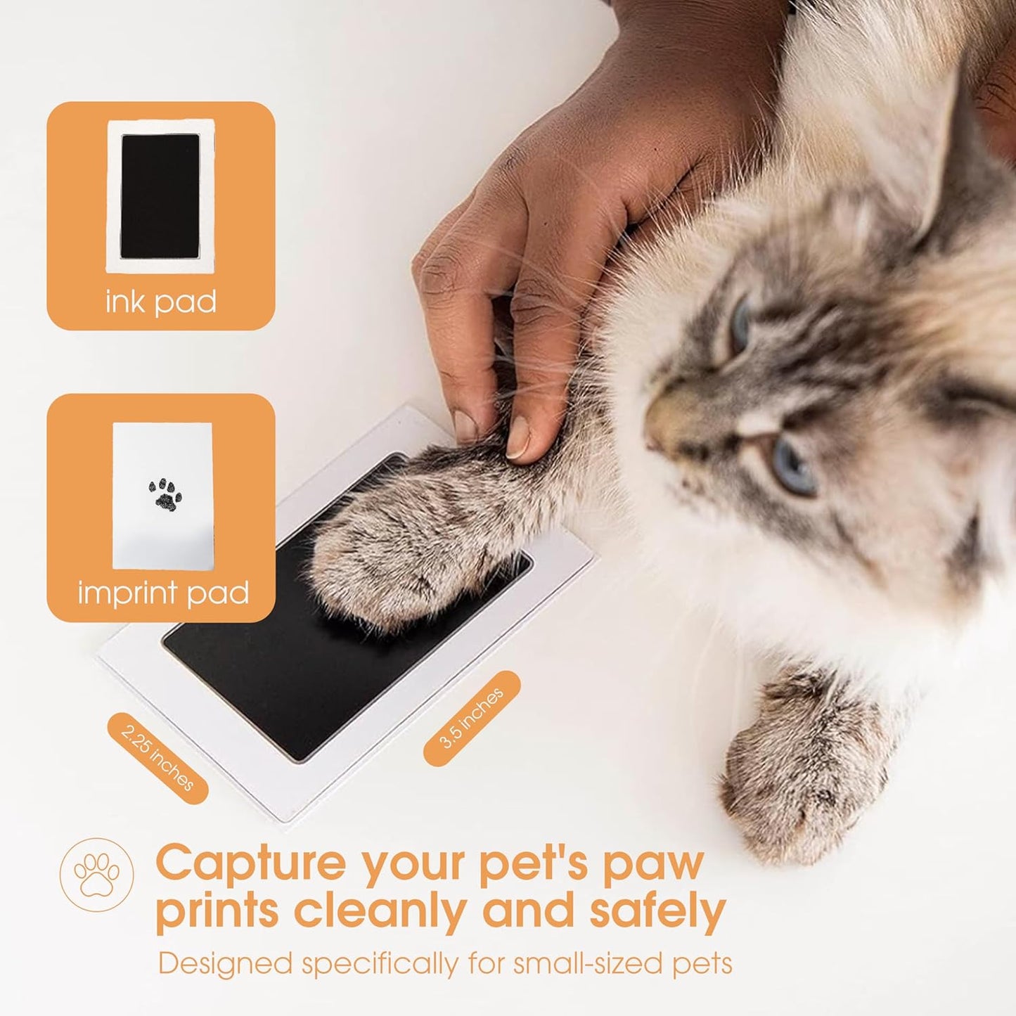 2 Pieces | Paw Print Clean-Touch Ink Pad, Mess Free Inkless Pet Impression Kit, Safe for Cats and Dogs