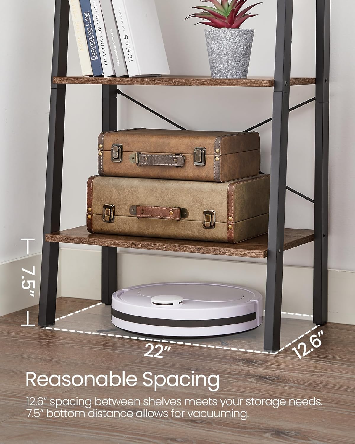 4-Tier Bookshelf, Storage Rack, Bookcase with Steel Frame
