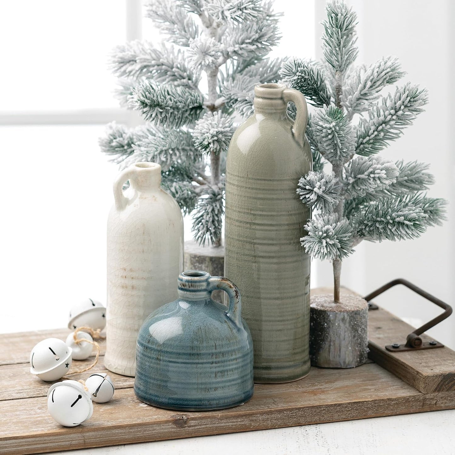 Ceramic Jug Vase Set, Farmhouse Decoration Table Centerpiece Decorations