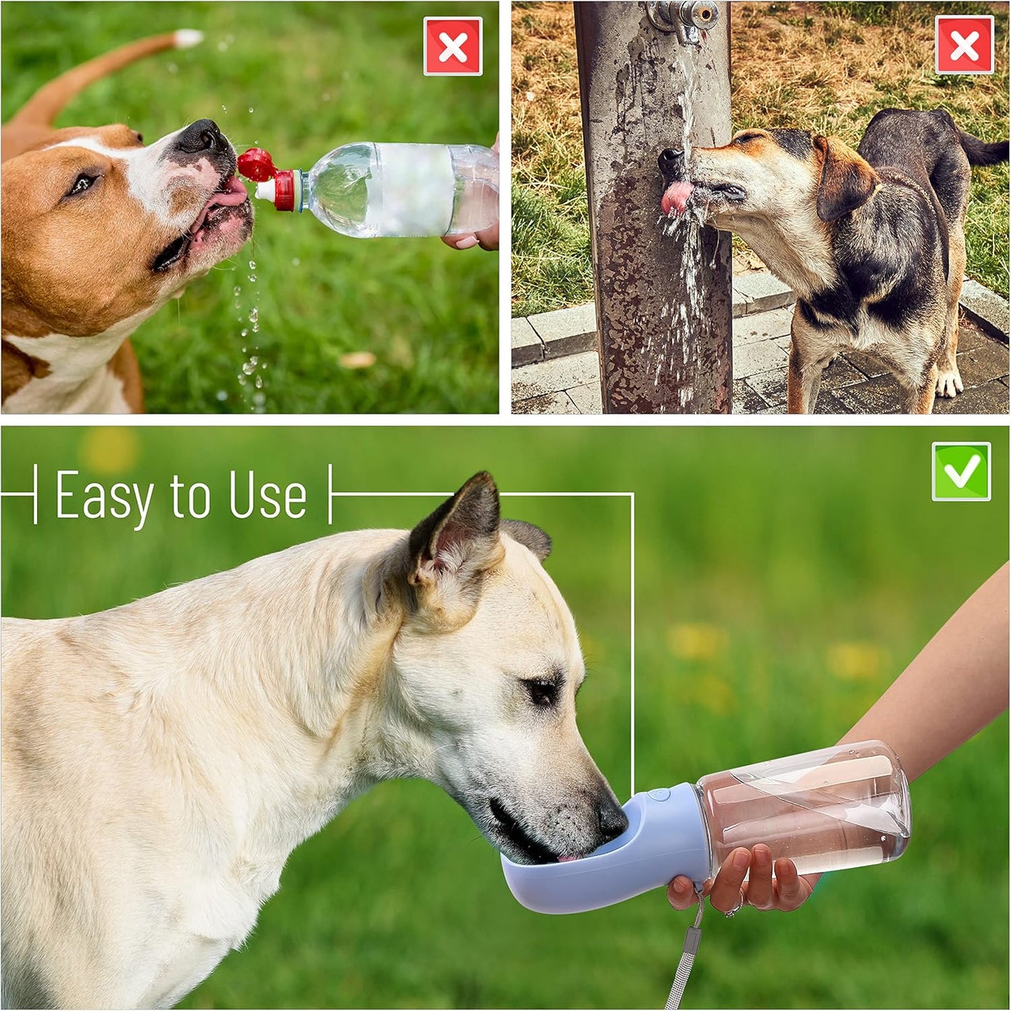 Dog Water Bottle, 19oz, Large, Blue, Portable Dog Water Bottle, Dog Travel Water Bottle
