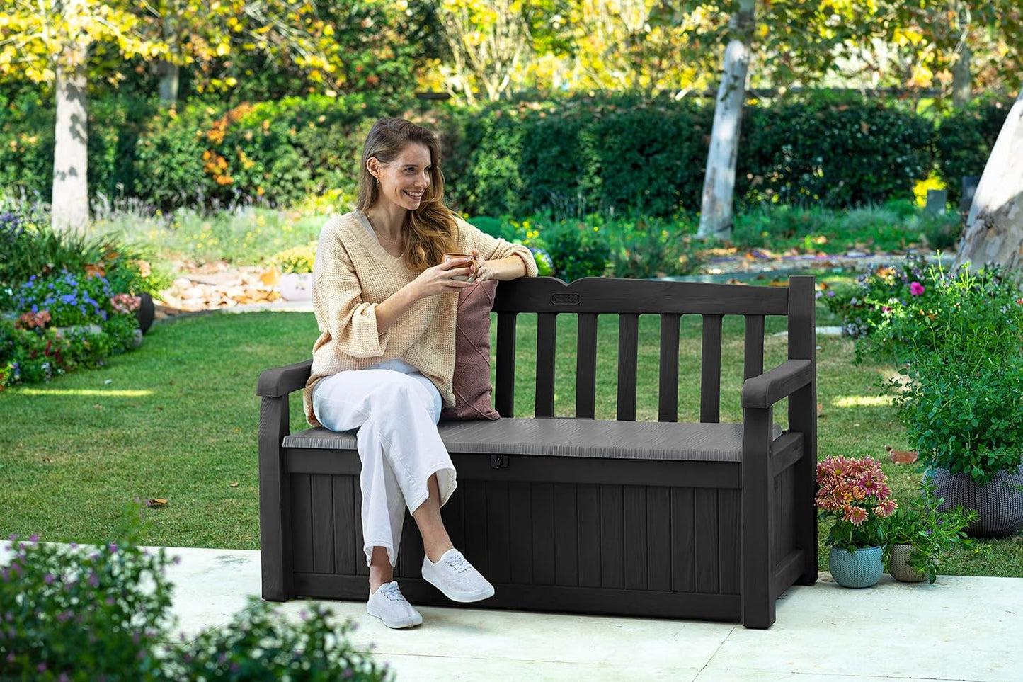 70 Gallon Storage Bench Deck Box for Patio Furniture