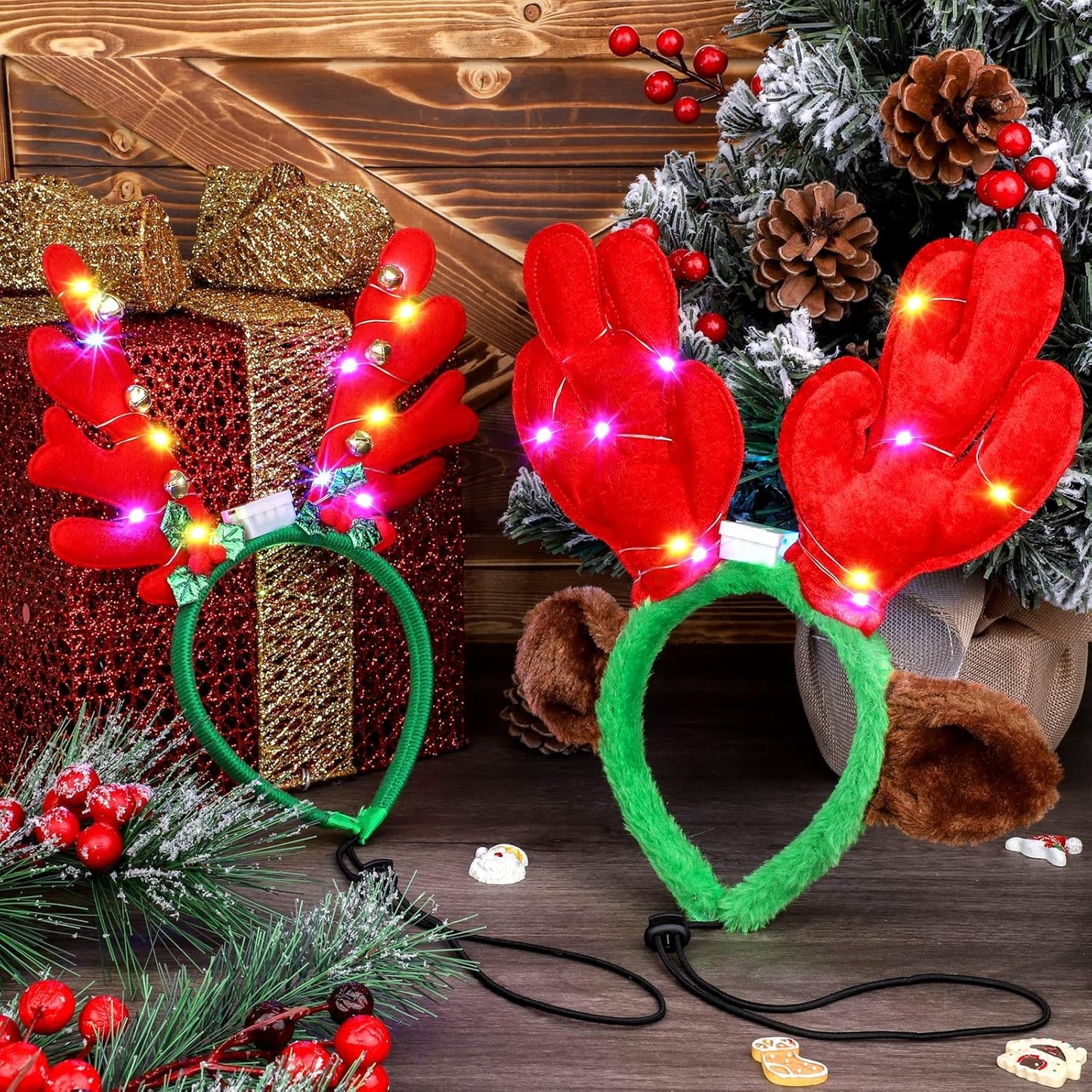 3 Pieces Pet Christmas Headbands Pet Xmas Reindeer Antler Headbands for Christmas Holiday