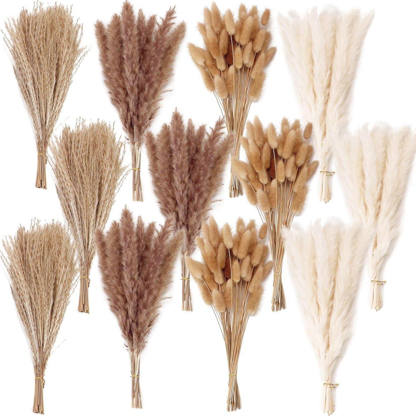300 PCS Dried Flower Bouquet – Pampas Grass Perfect for Vases, Fall, Spring, Summer, and Winter Arrangements