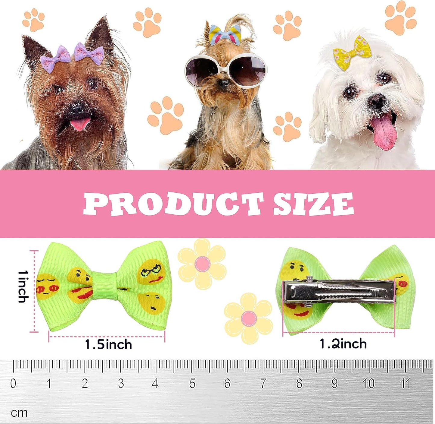 60PCS (30 Pairs) Cute Puppy Dog Small Bowknot Hair Bows with Metal Clips Handmade Hair Accessories