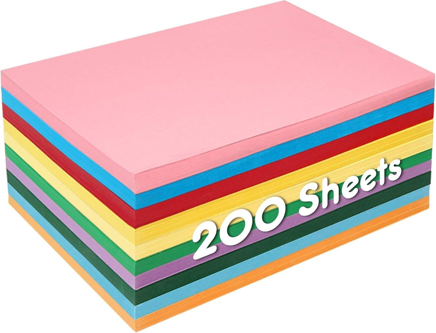 200 Sheets Colored Card Stock, 180 GSM 10 Colors Construction Paper