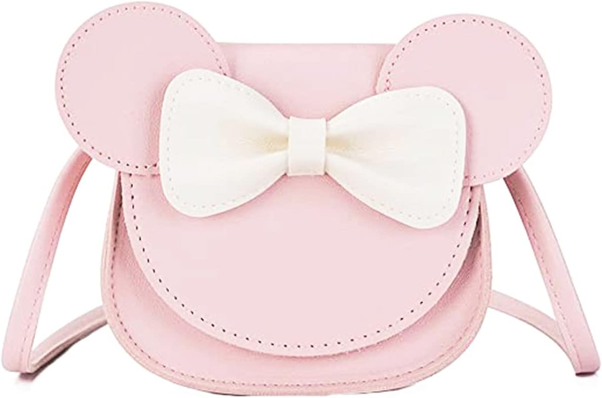 Mini Crossbody Shoulder Bag Coin Purse with Cute Mouse Ear Bowknot (Pink)Mini Crossbody Shoulder Bag Coin Purse with Cute Mouse Ear Bowknot (Pink)
