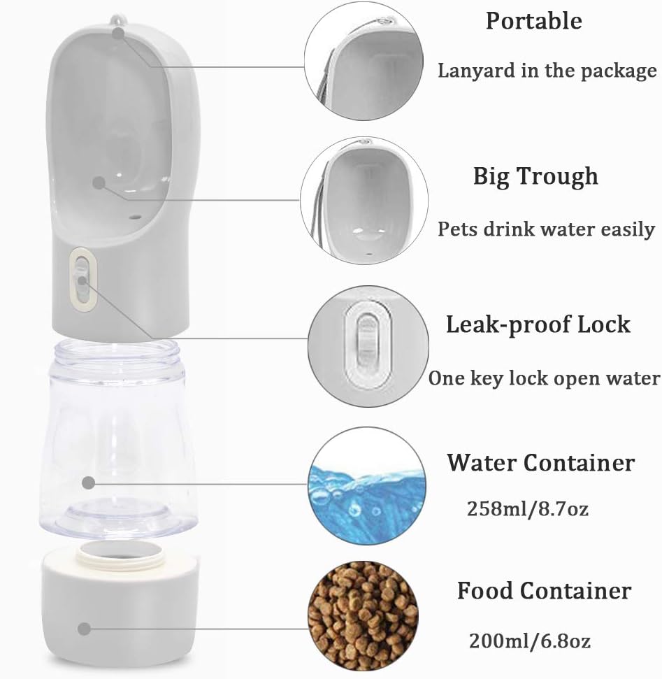 Multifunctional and Portable Dog Travel Water Dispenser with Food Container