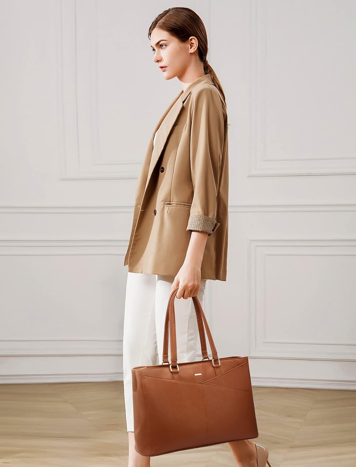 Laptop Tote Bag for Women 15.6 Inch Waterproof Leather Computer Bags