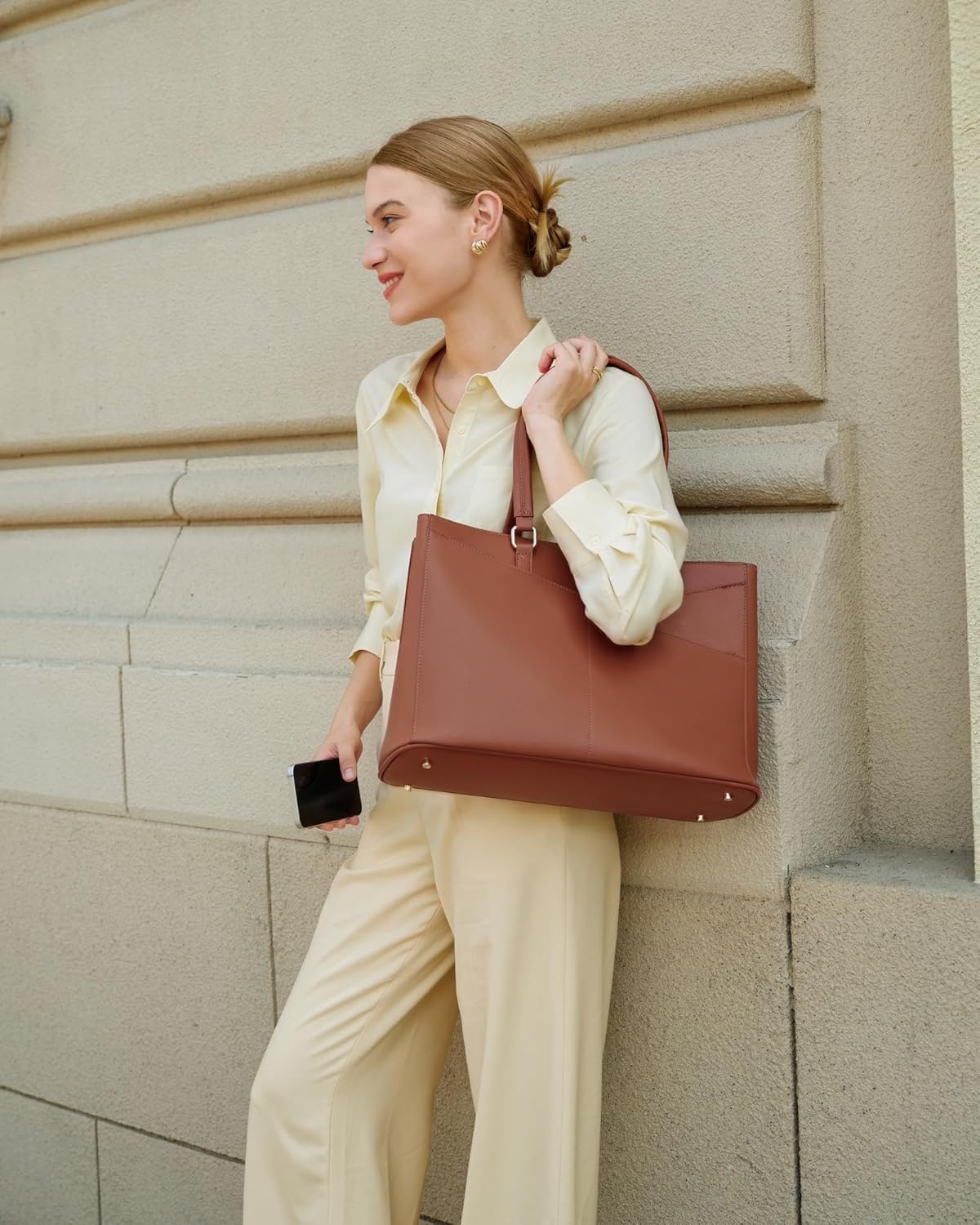 Laptop Tote Bag for Women 15.6 Inch Waterproof Leather Computer Bags