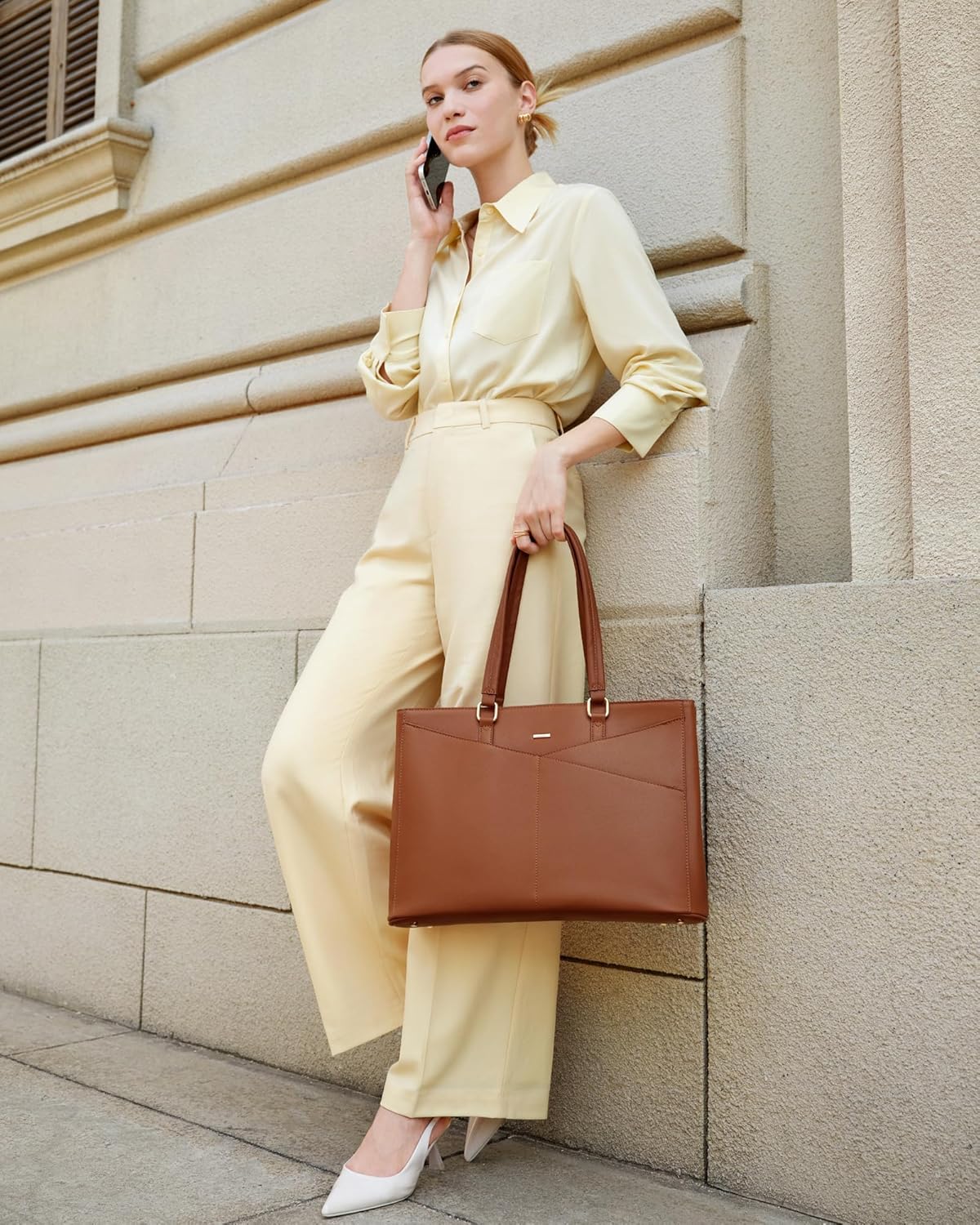 Laptop Tote Bag for Women 15.6 Inch Waterproof Leather Computer Bags