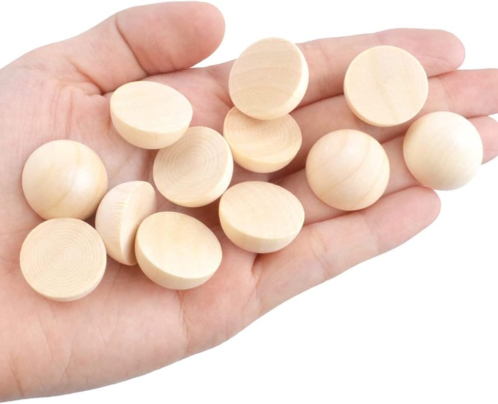 100pcs Half Wood Balls Unfinished Natural Half Ball Split Wood Balls (15mm)