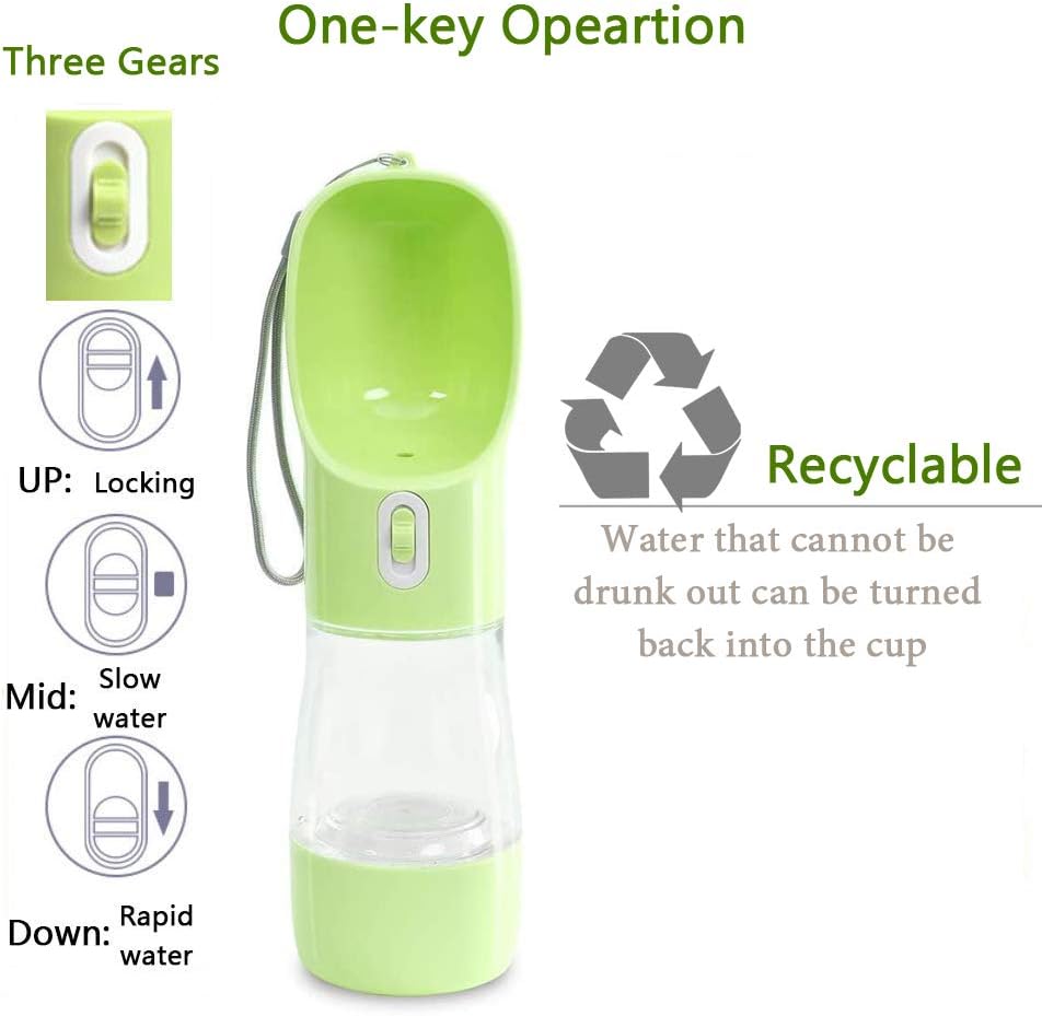 Dog Water Bottle for Walking, Multifunctional and Portable Dog Travel Water Dispenser with Food Container