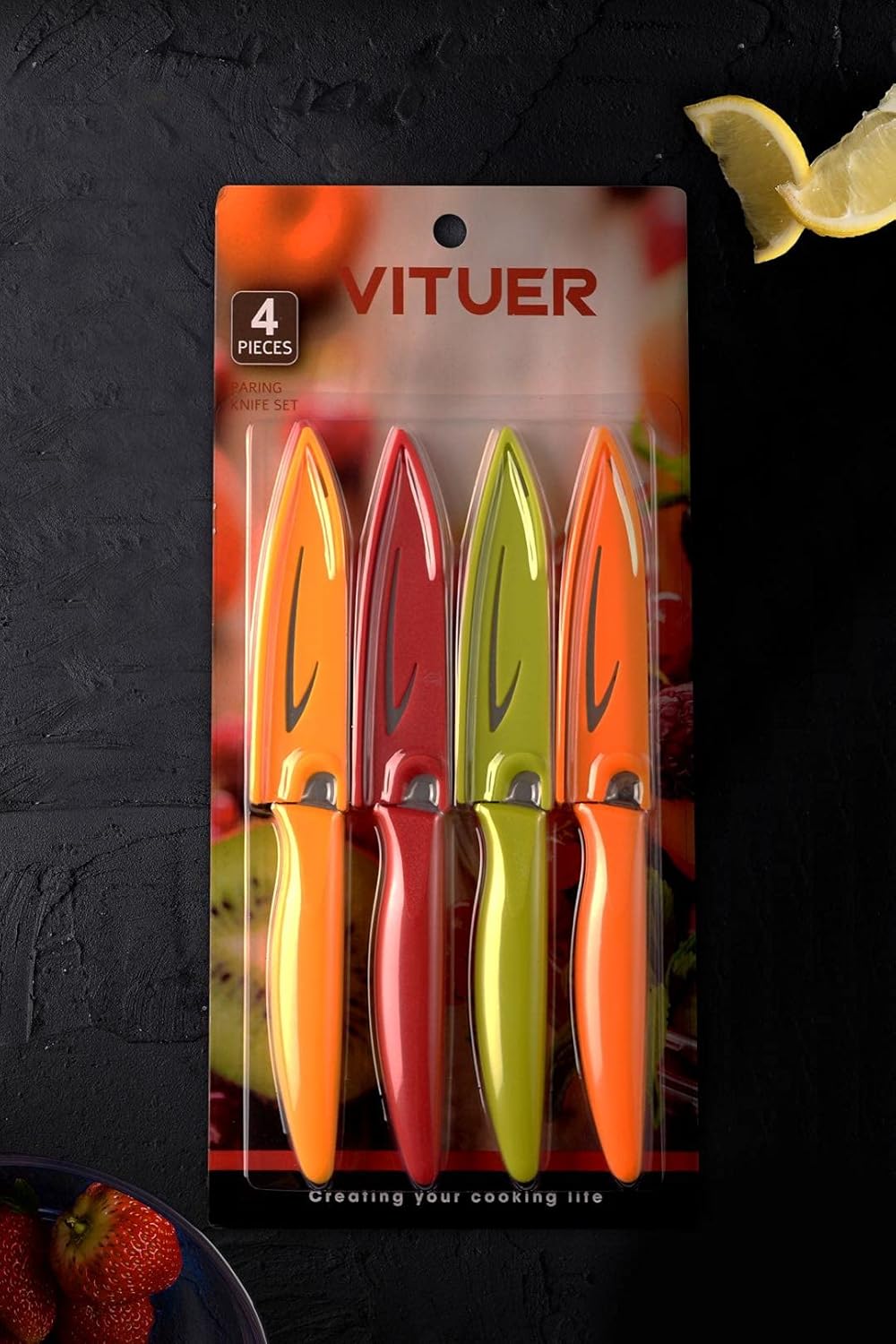 4PCS Paring knives (4 Knives and 4 Knife cover) Fruit and Vegetable Knife