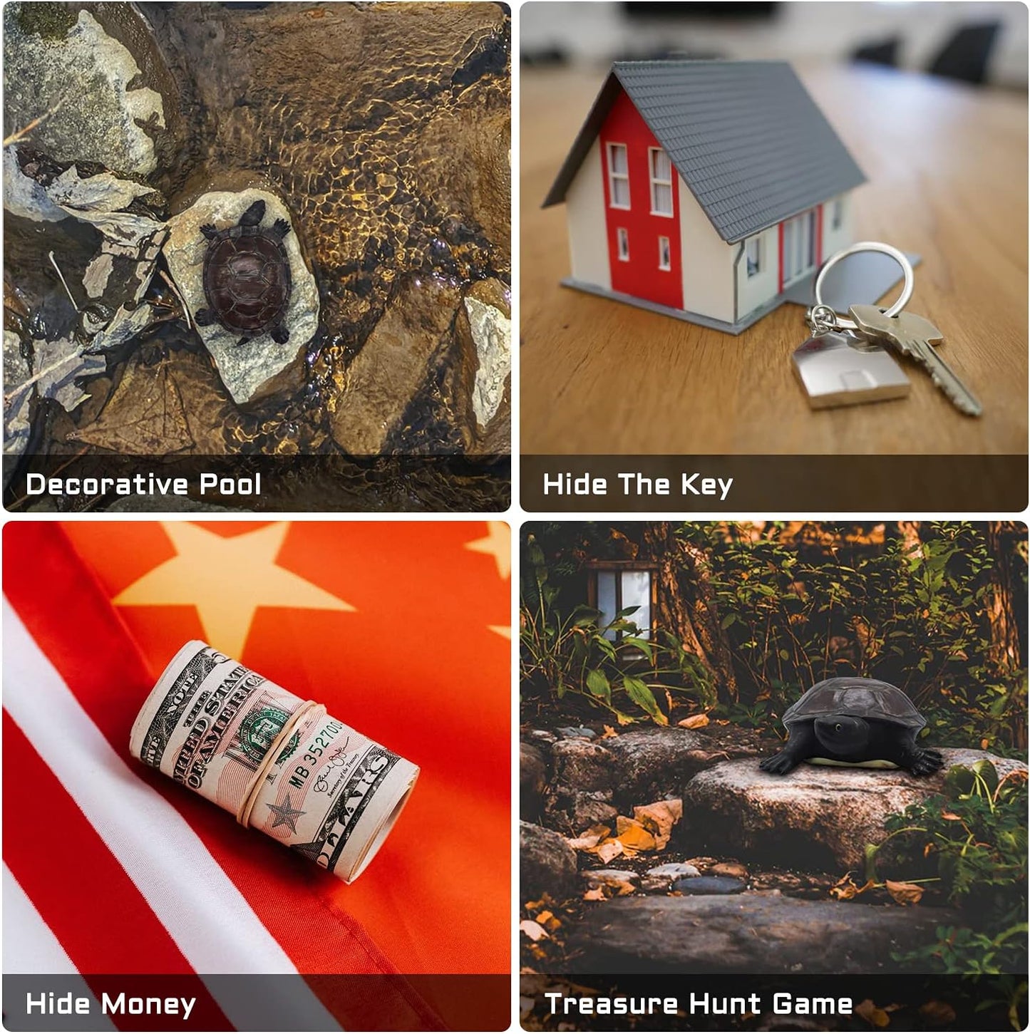 Key Hider Turtle Shape Garden Decoration Safe Holder (3.8×5.7×1.6 inchs)