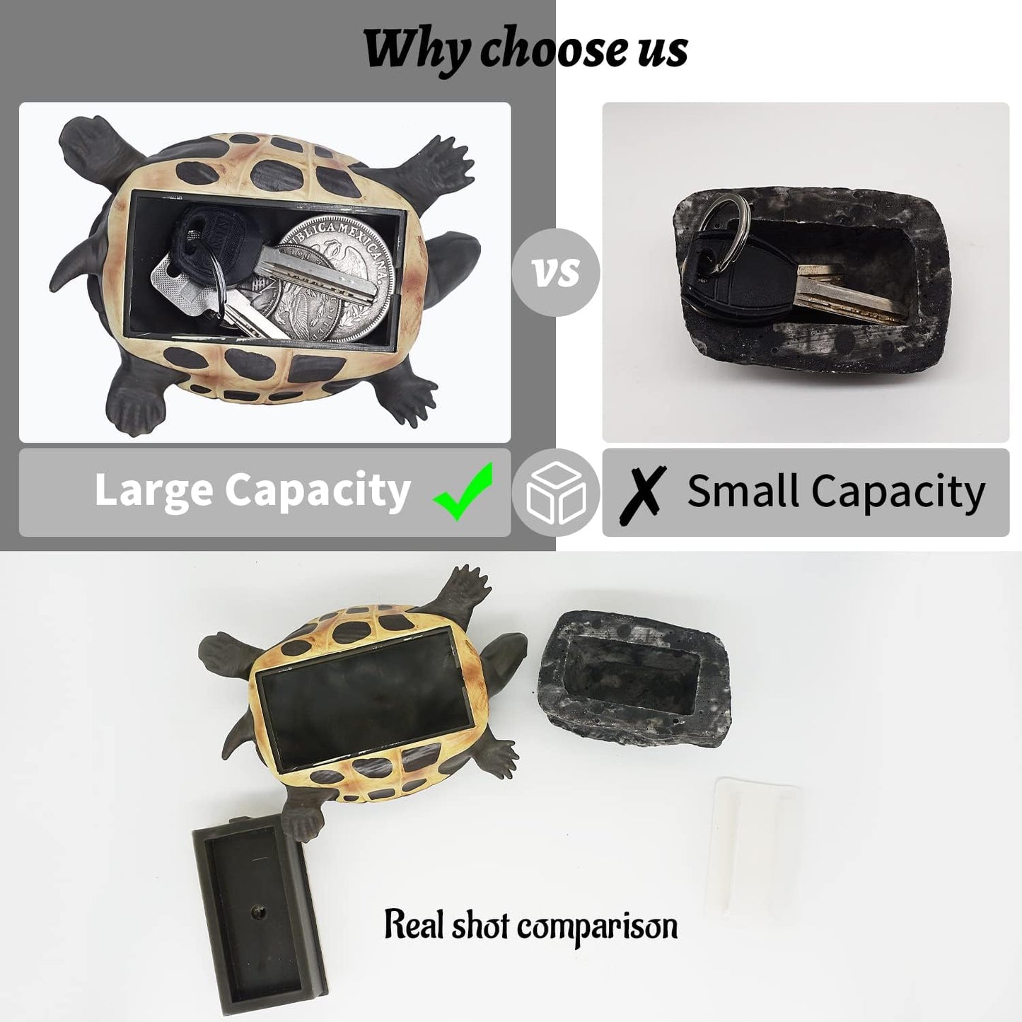 Key Hider Turtle Shape Garden Decoration Safe Holder (3.8×5.7×1.6 inchs)