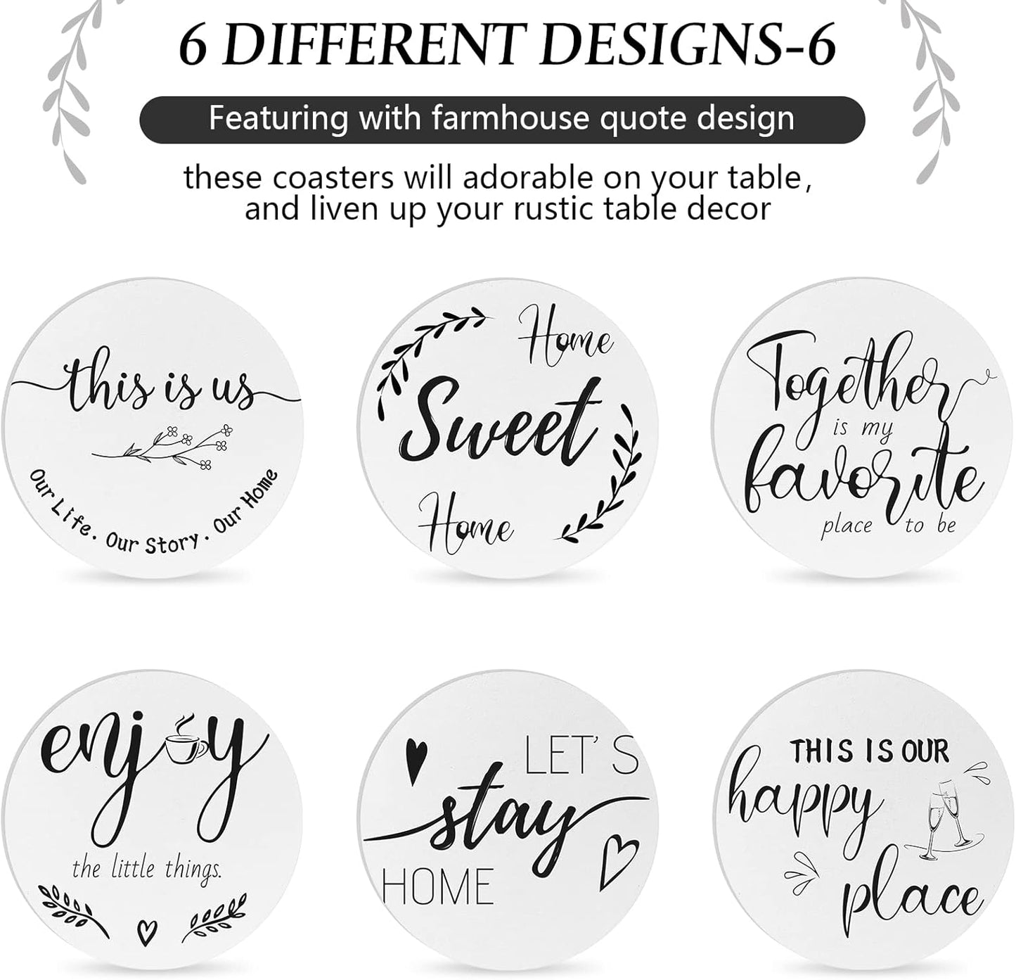 Housewarming Gifts for Home Decoration Wooden Heart Coasters for Drinks 6 Set