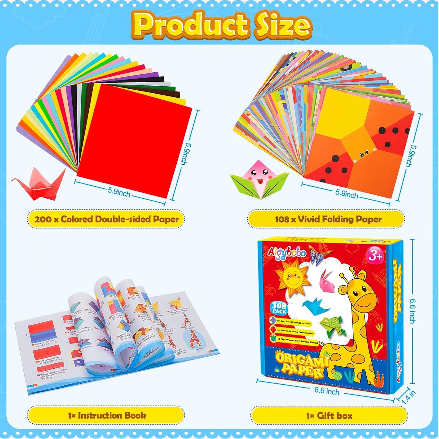 308PCS Kids Craft Paper Kit with Instructional Book