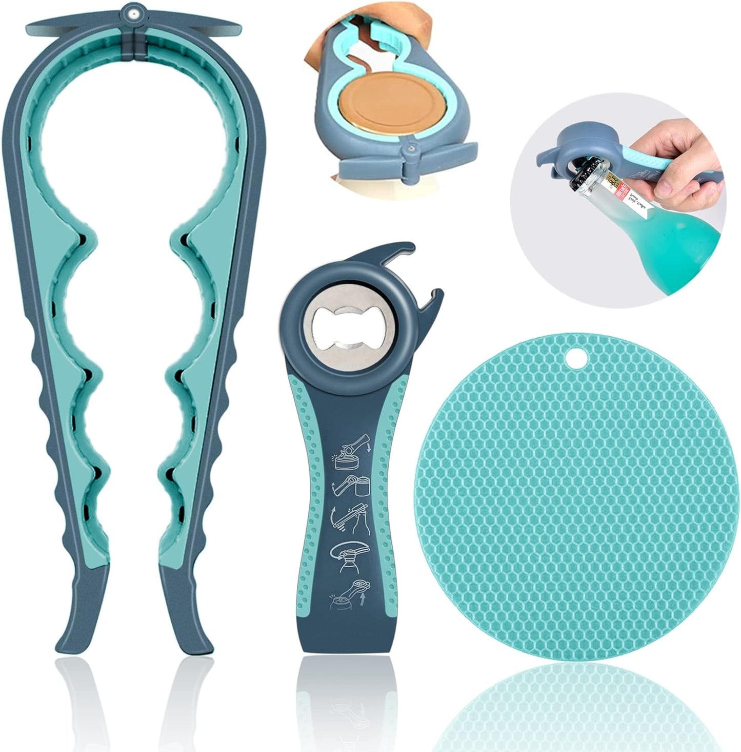 5 in 1 Multi Function Bottle Opener Lid Opener (Blue)