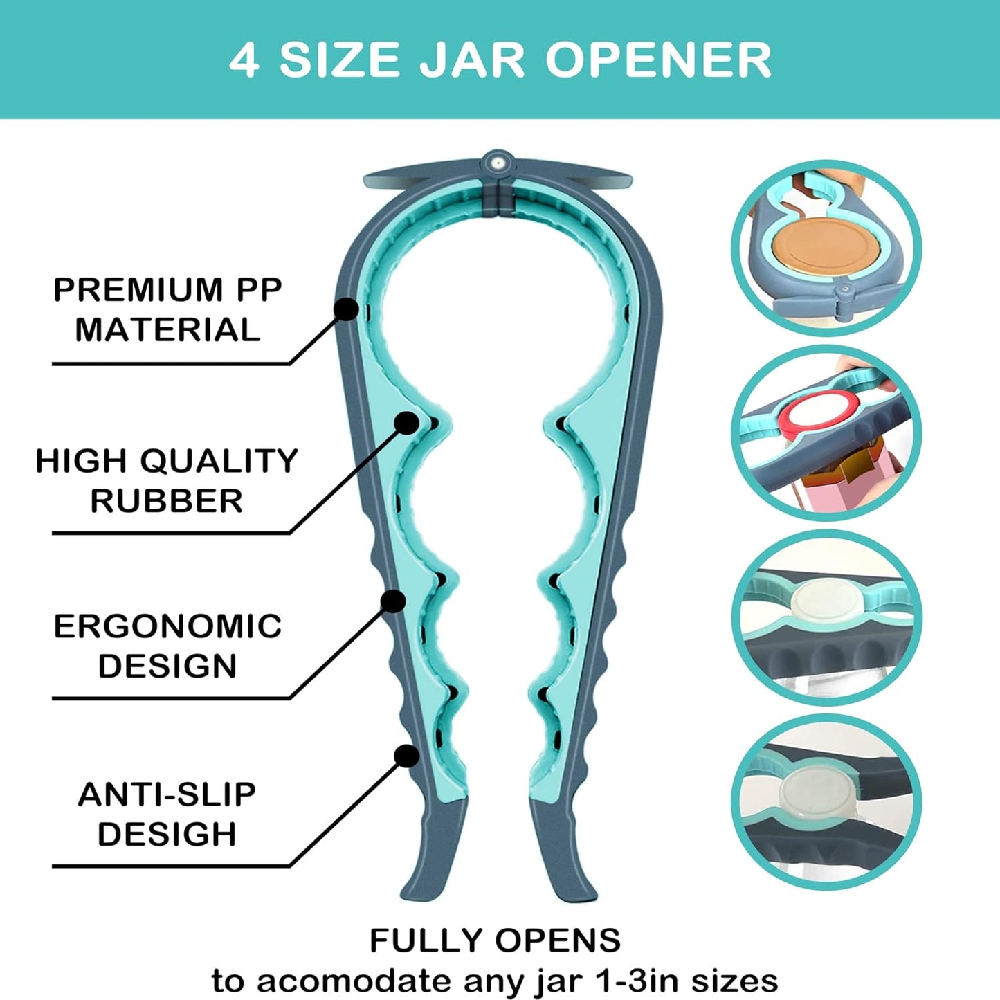 5 in 1 Multi Function Bottle Opener Lid Opener (Blue)