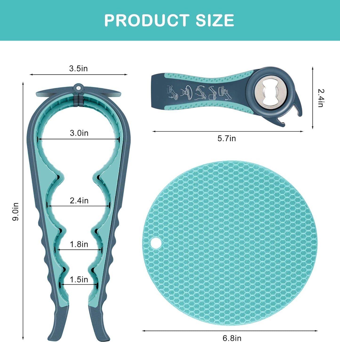 5 in 1 Multi Function Bottle Opener Lid Opener (Blue)