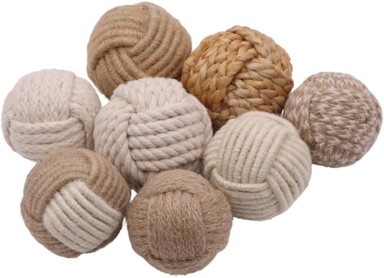 Set of 8 Jute Rope Balls Natual Color Nautical Decorations