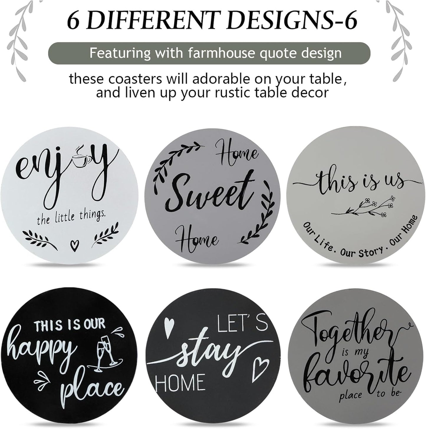 Housewarming Gifts for Home Decoration Wooden Heart Coasters 6 Set