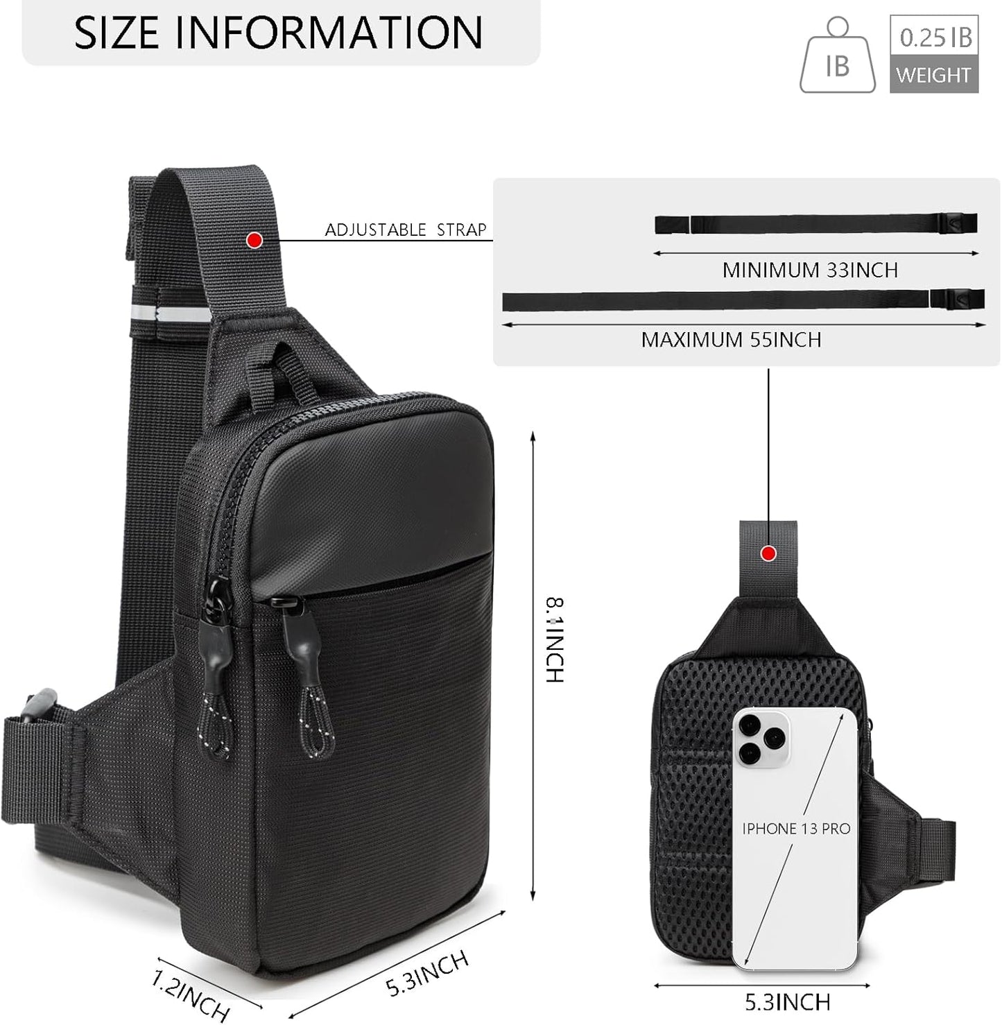 Mini Sling Bag for Women and Men, Small Crossbody Bag Casual Trendy Waterproof Phone Chest Bag