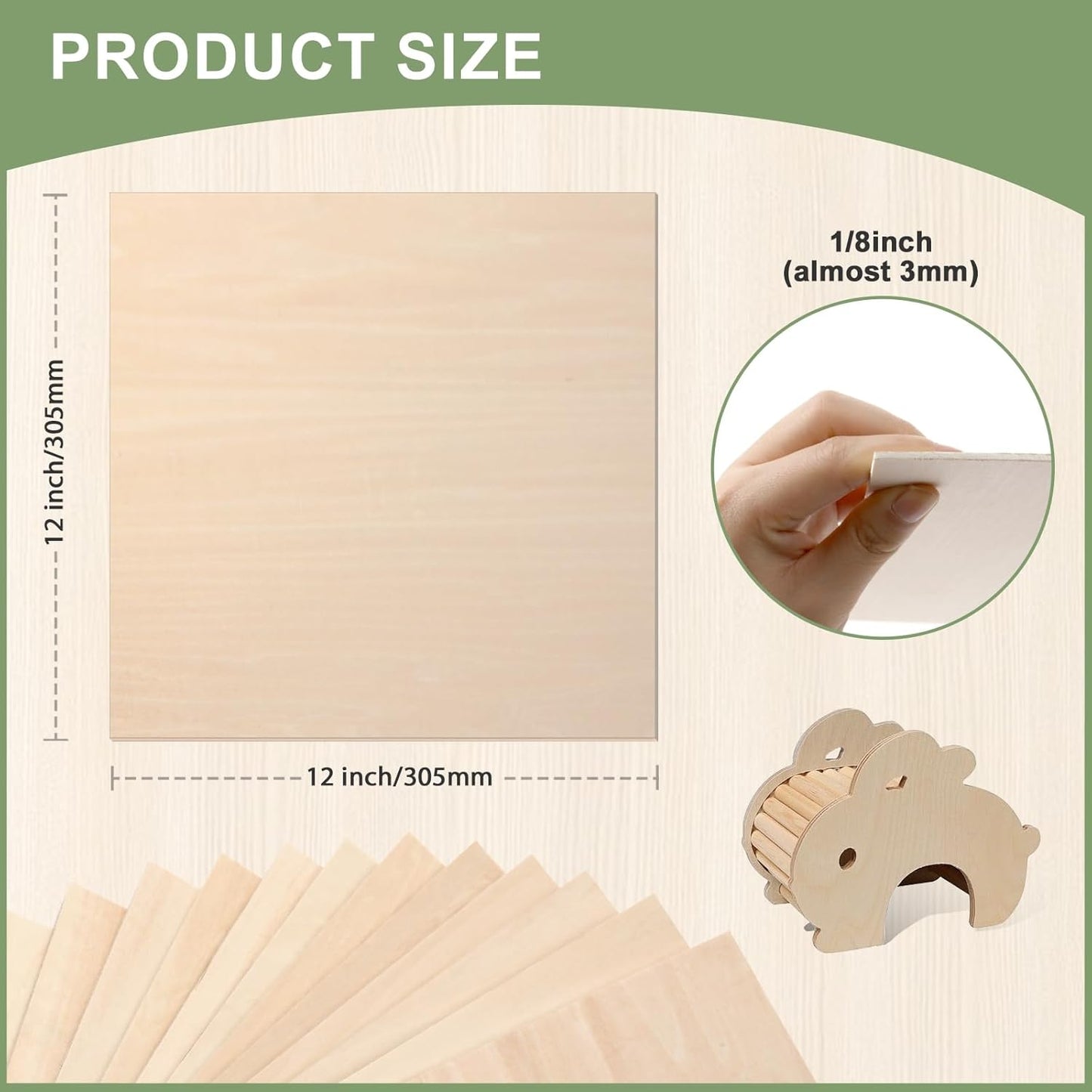 24 Pack Basswood Sheets 1/8 x 12 x 12 Inch for Crafts