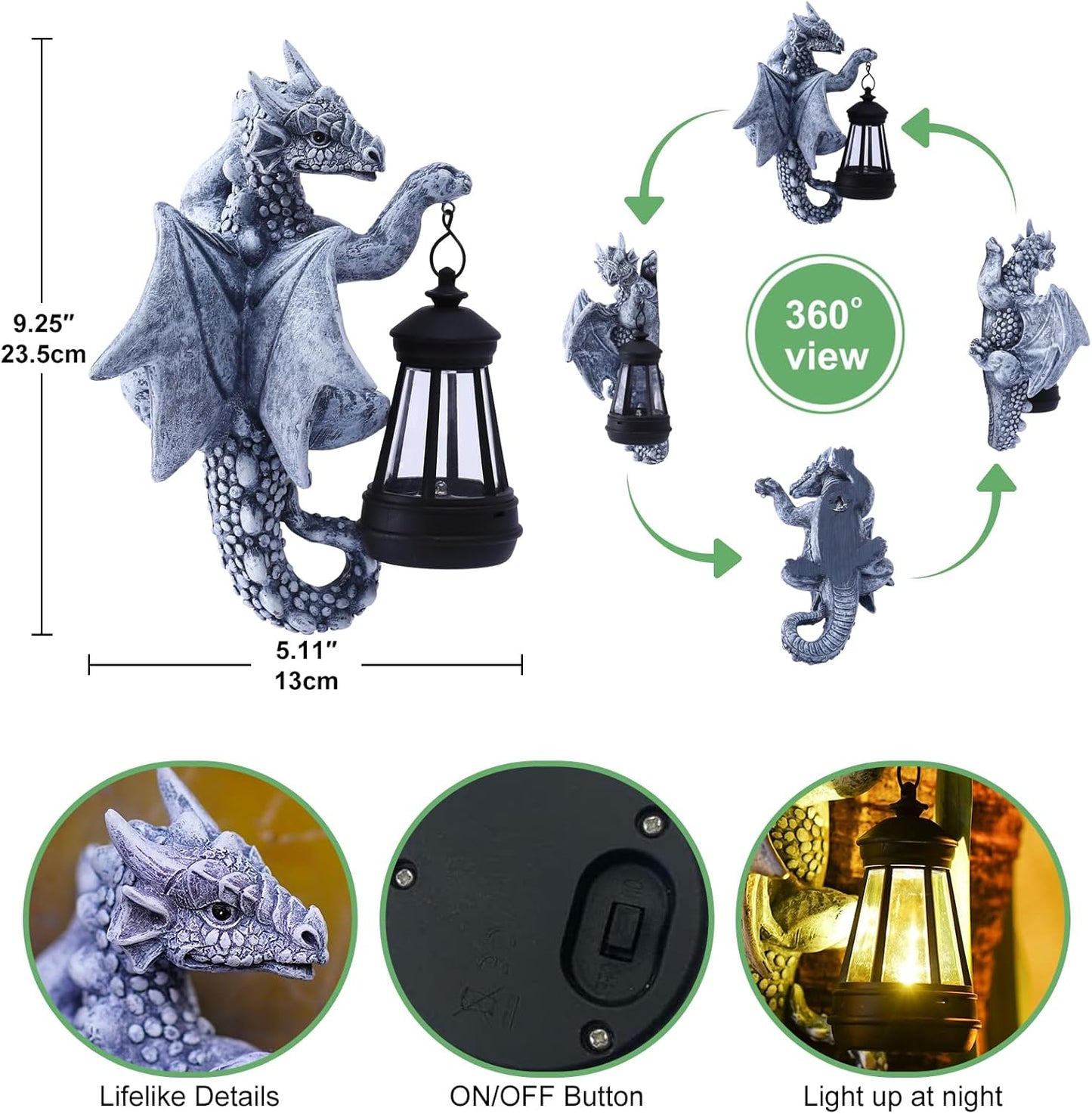 9.3 Inch Resin Statue for Outside Balcony Garden Decoration