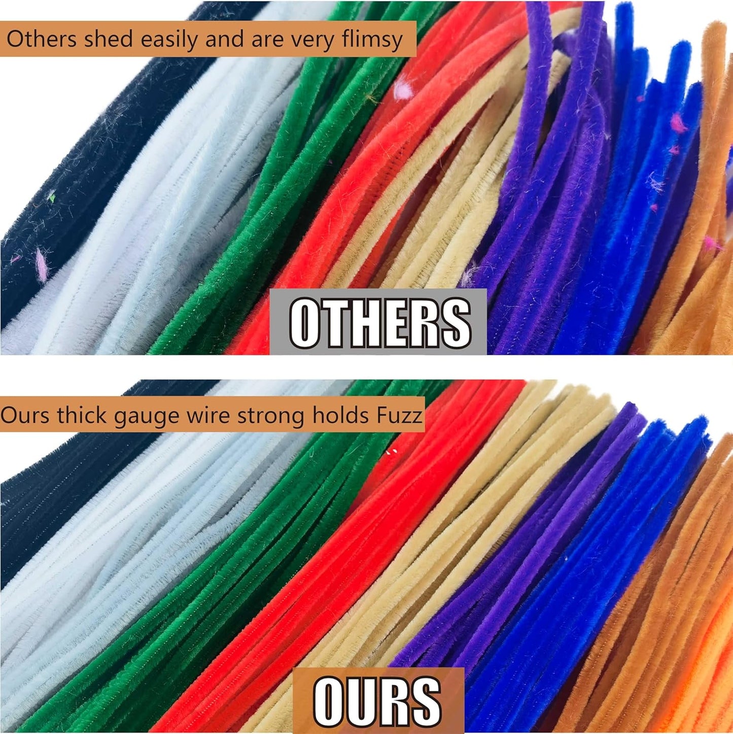 20Colors Pipe Cleaners Craft Chenille Stems DIY Art Supplies Colorful Thick Fluffy Fuzzy Wire