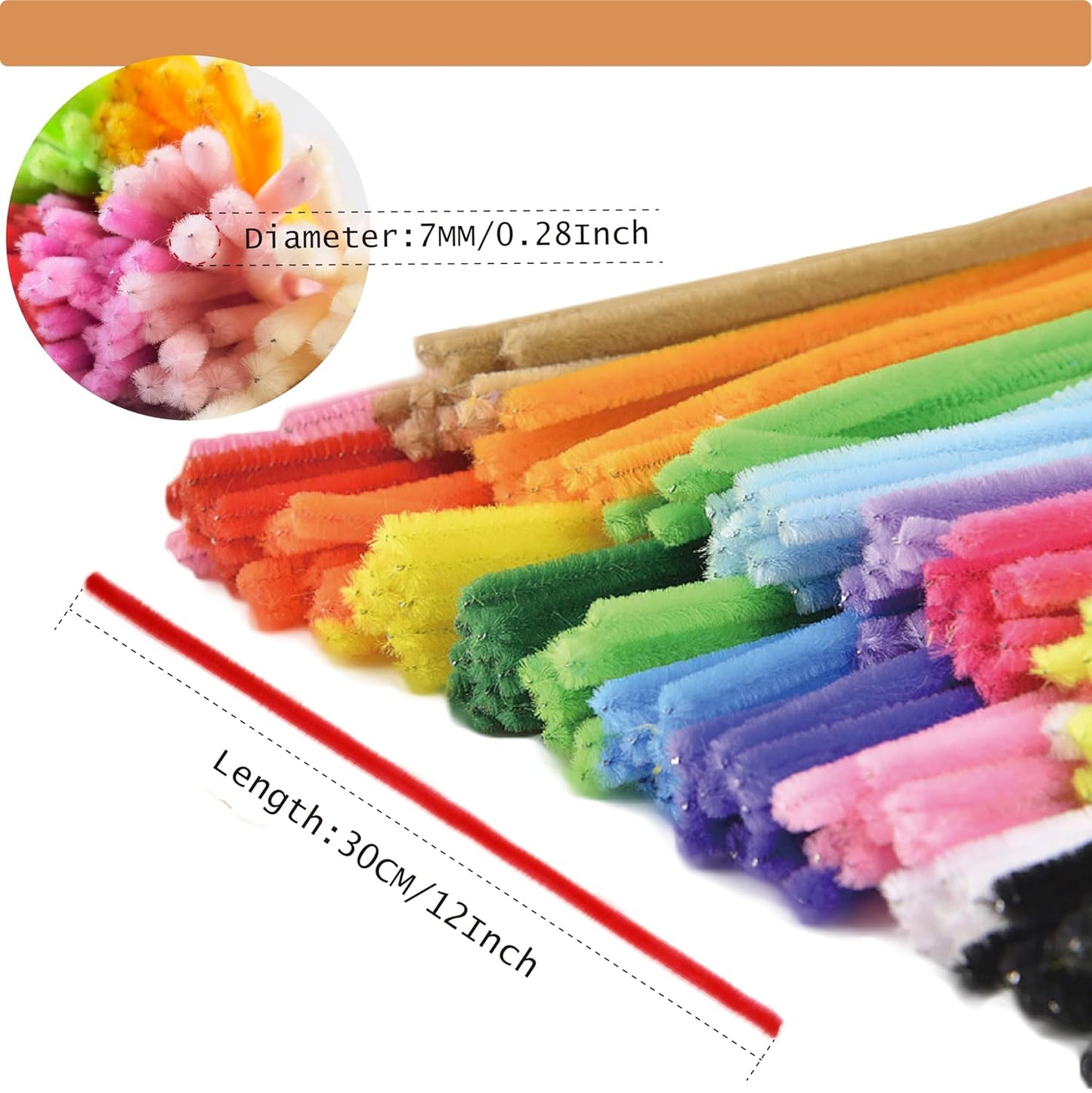 20Colors Pipe Cleaners Craft Chenille Stems DIY Art Supplies Colorful Thick Fluffy Fuzzy Wire