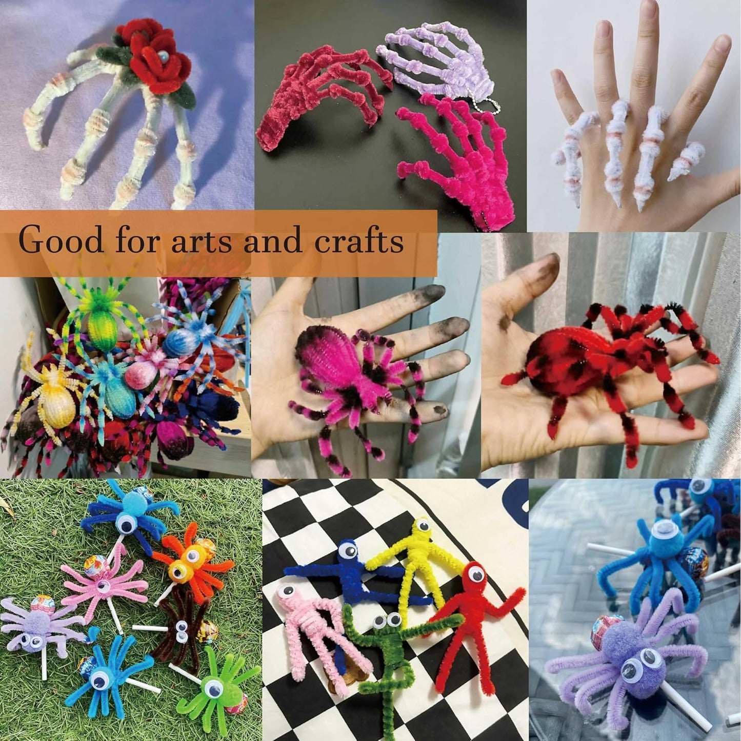 20Colors Pipe Cleaners Craft Chenille Stems DIY Art Supplies Colorful Thick Fluffy Fuzzy Wire