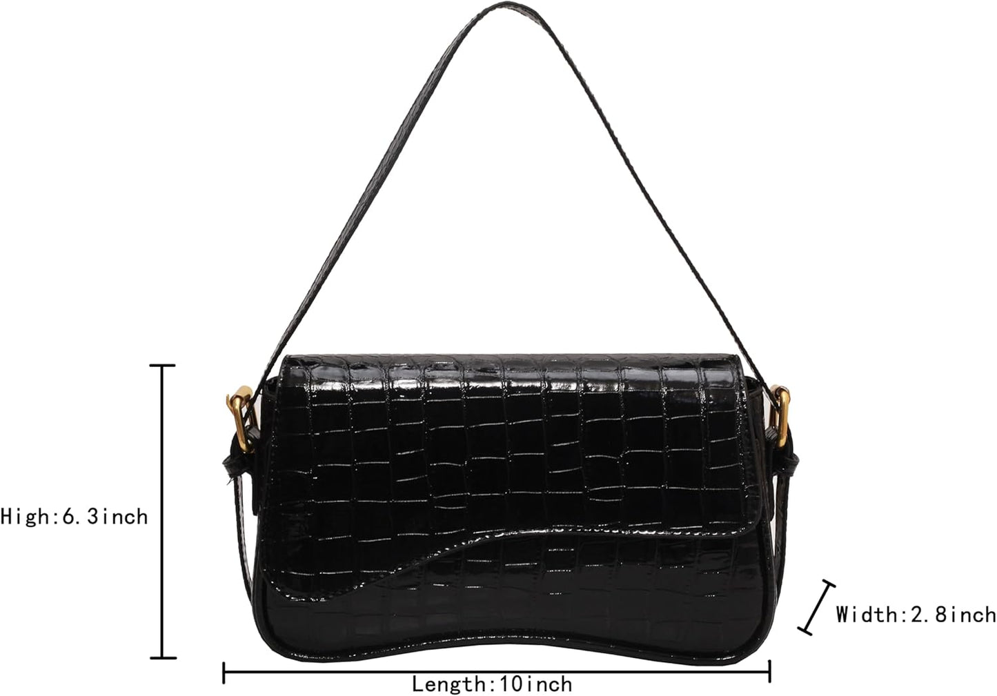 Shoulder Bag for women Clutch Purse Handbag PU Leather Tote Bag (Black)