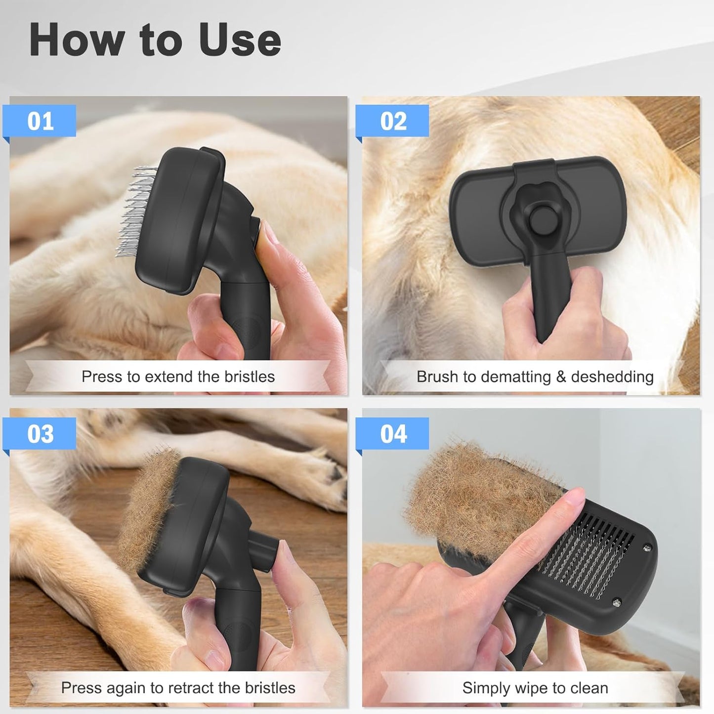 Self Cleaning Shedding Brush - Skin Friendly Grooming Tool for Dogs and Cats