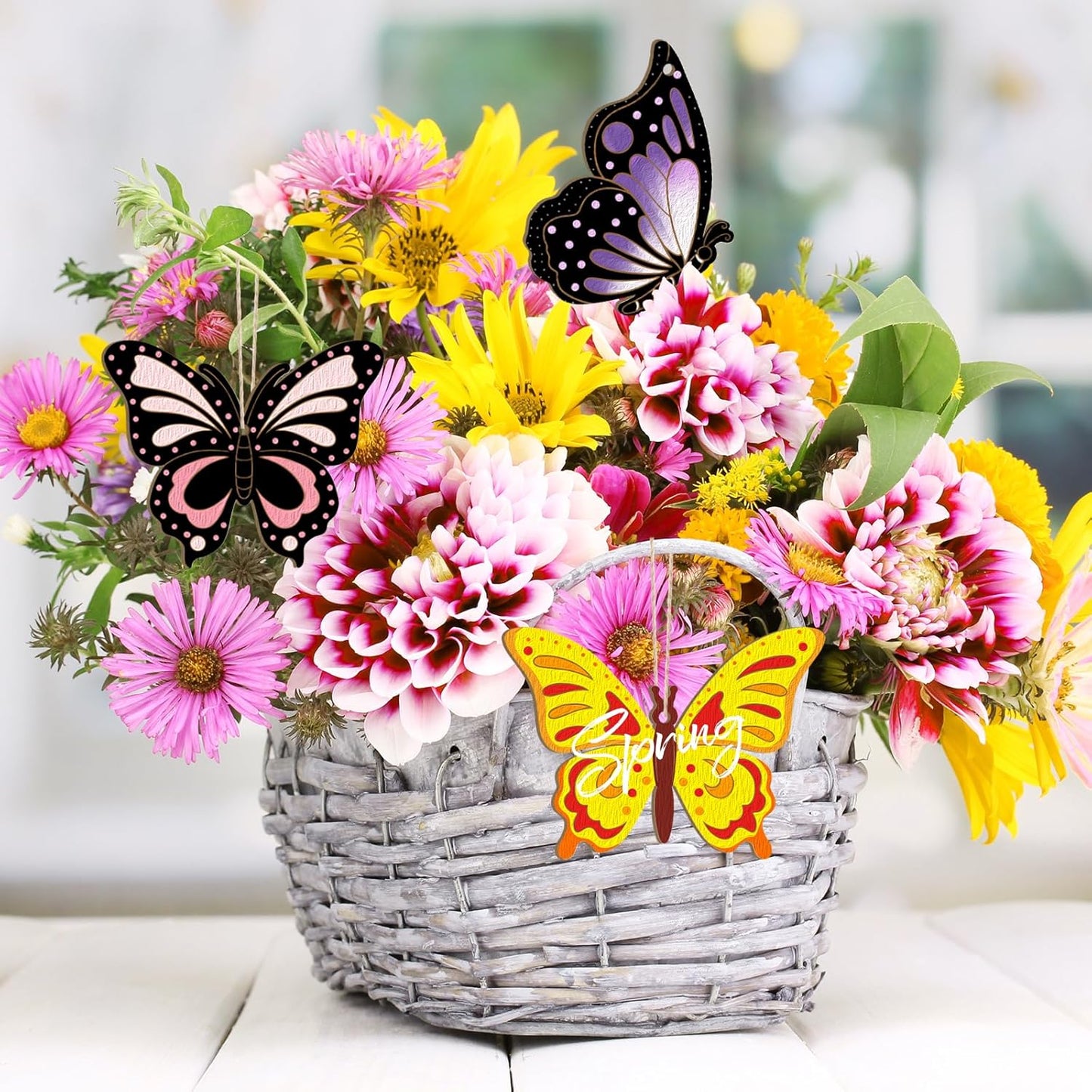 80PCS Wooden Spring Ornaments to Paint Butterfly Cutouts, 8 Styles