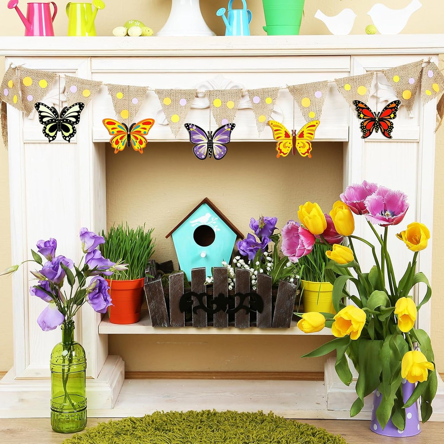 80PCS Wooden Spring Ornaments to Paint Butterfly Cutouts, 8 Styles