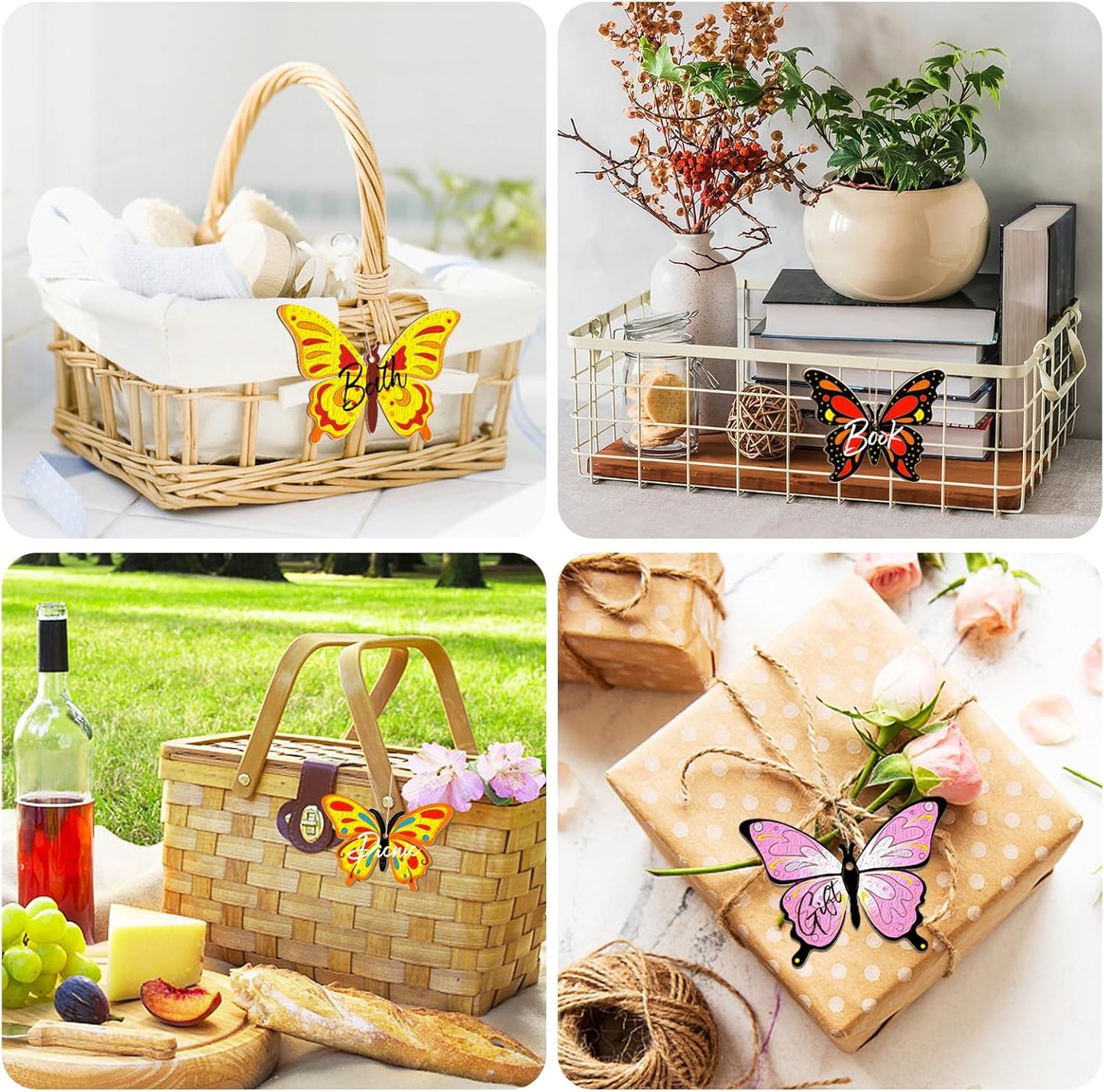 80PCS Wooden Spring Ornaments to Paint Butterfly Cutouts, 8 Styles