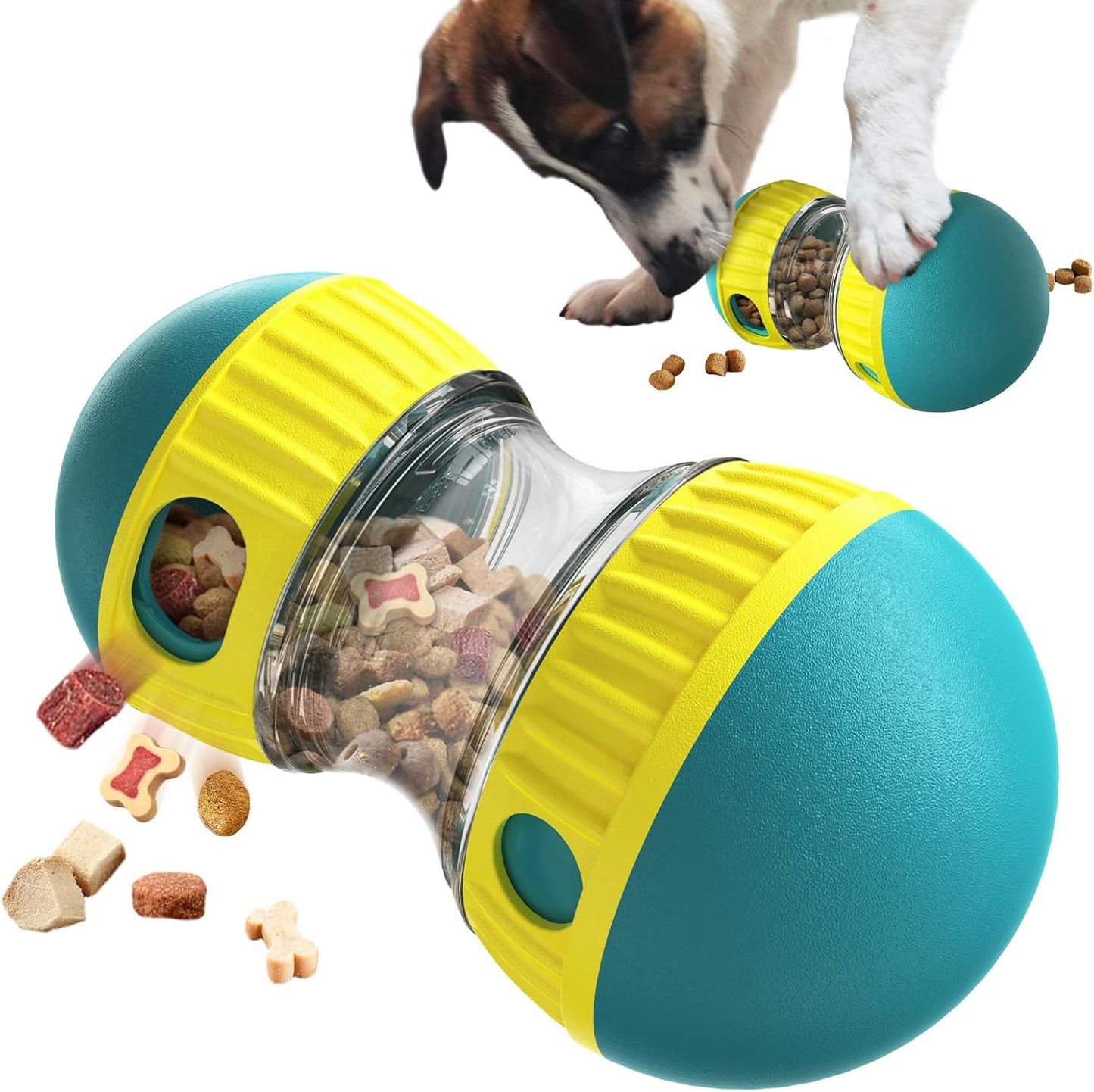 Dog Food Puzzle Toy Adjustable Treat Dispensing Food Dispenser Slow Feeder (Green)