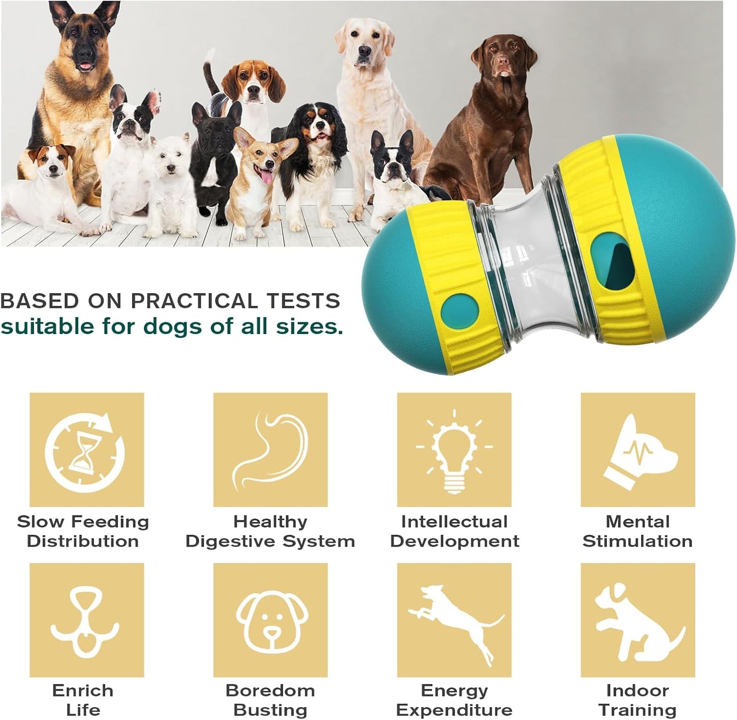 Dog Food Puzzle Toy Adjustable Treat Dispensing Food Dispenser Slow Feeder (Green)