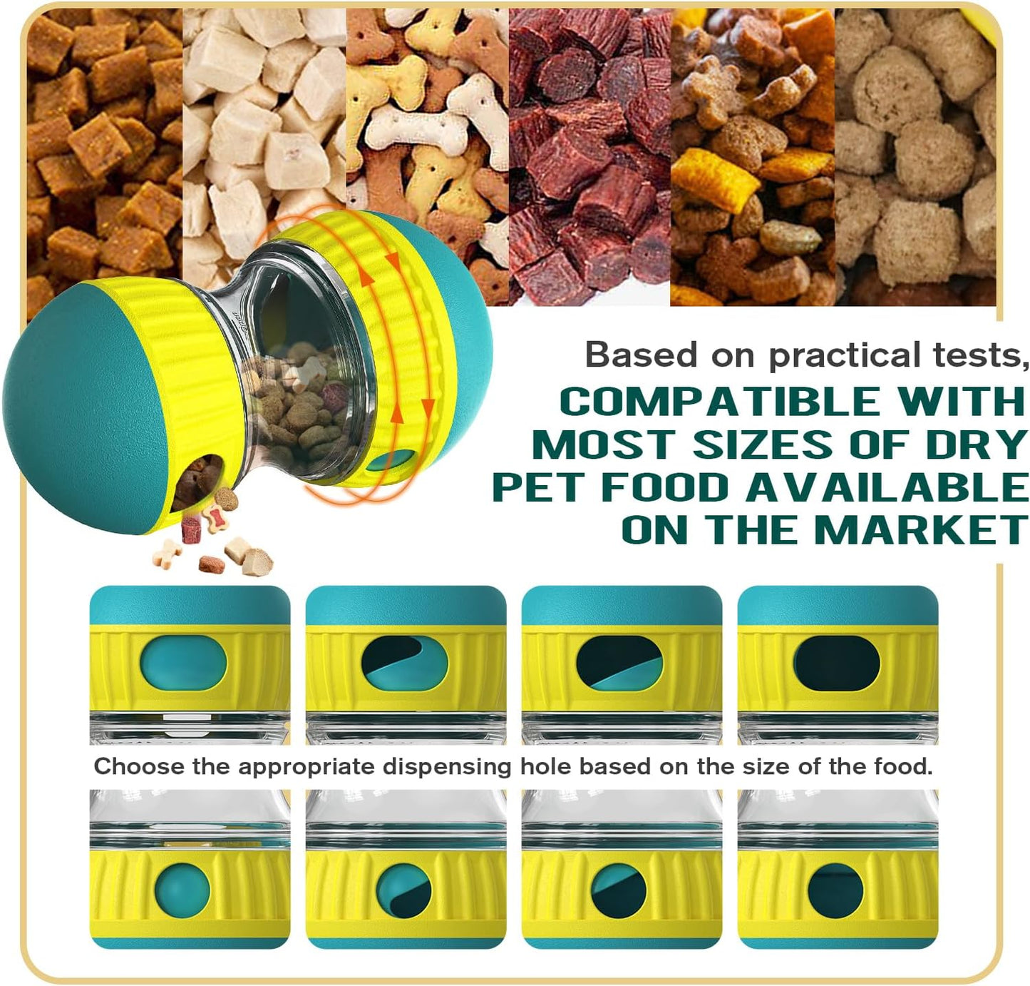 Dog Food Puzzle Toy Adjustable Treat Dispensing Food Dispenser Slow Feeder (Green)