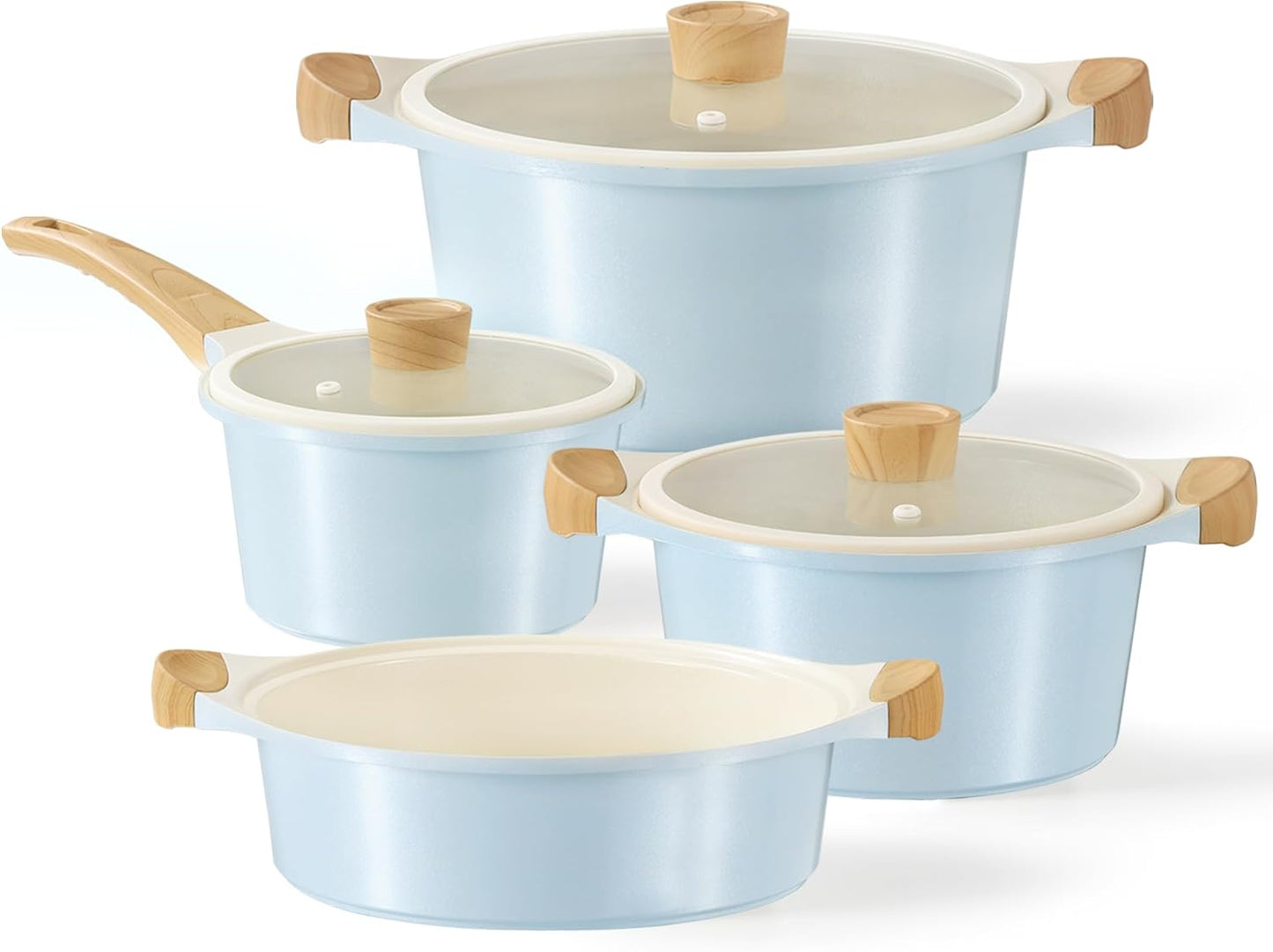 Ceramic Pots and Pans Set, Cookware Set 7 Piece ,Induction Cookware, Dishwasher safe