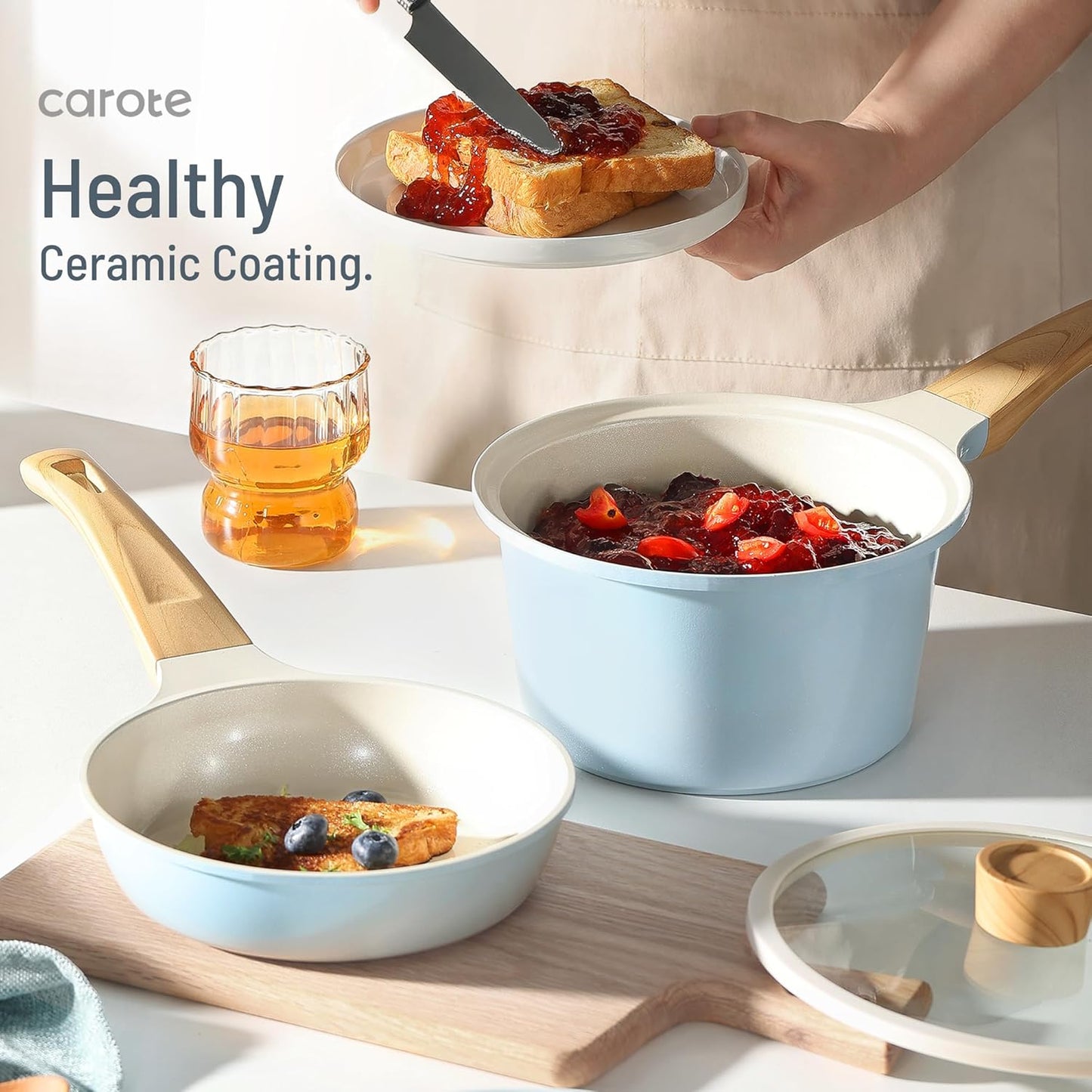Ceramic Pots and Pans Set, Cookware Set 7 Piece ,Induction Cookware, Dishwasher safe