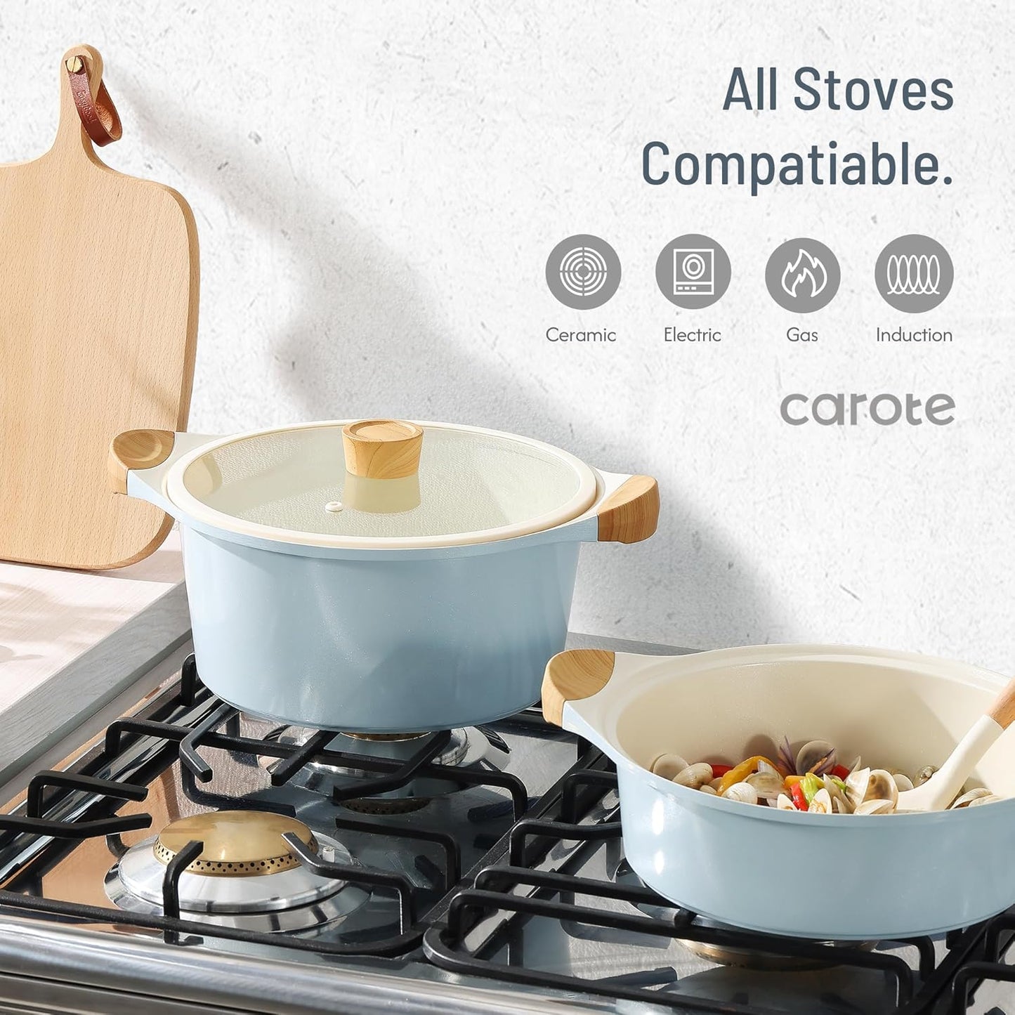 Ceramic Pots and Pans Set, Cookware Set 7 Piece ,Induction Cookware, Dishwasher safe