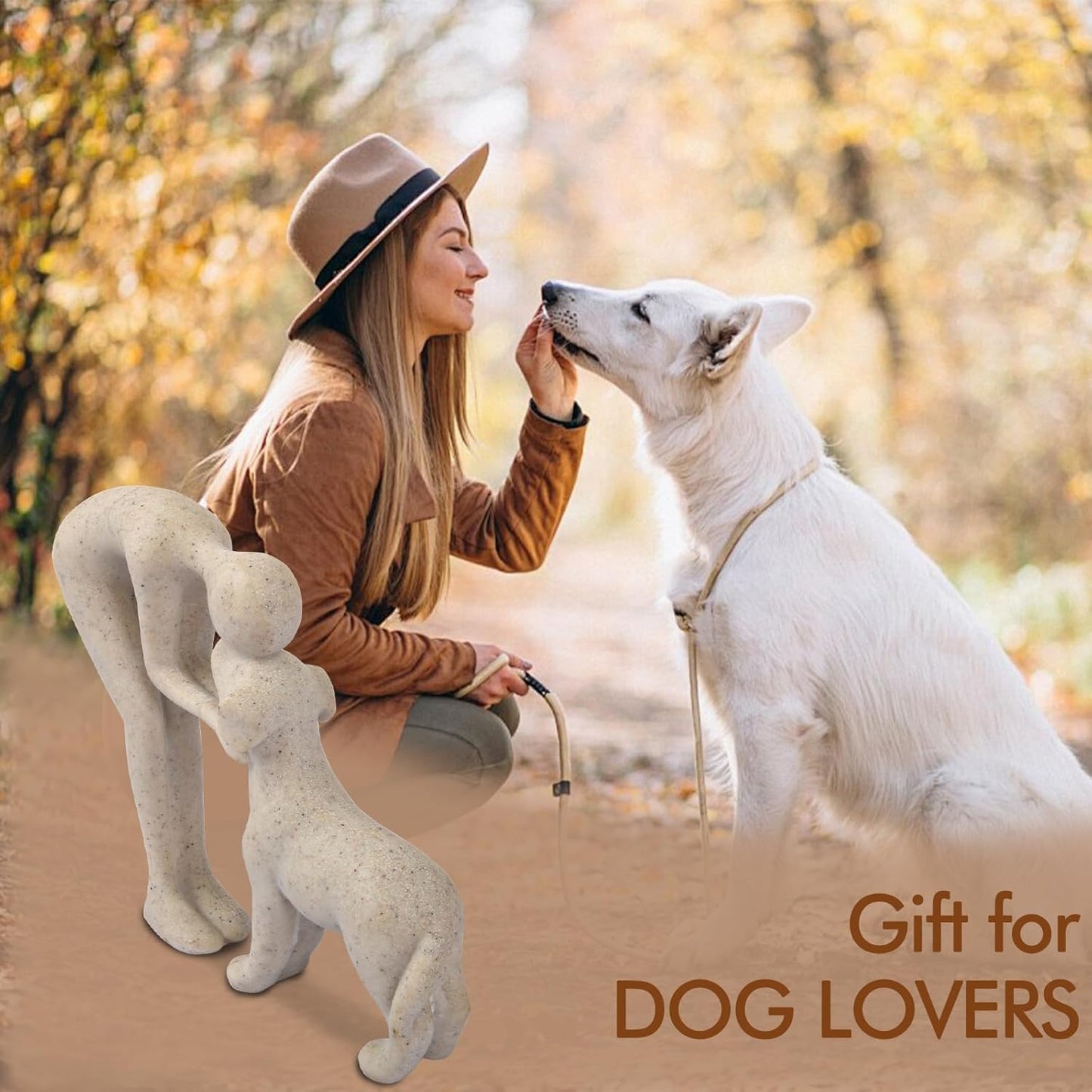 Dog Sculpture Home Decor Cute Man and Dog Statue Decoration